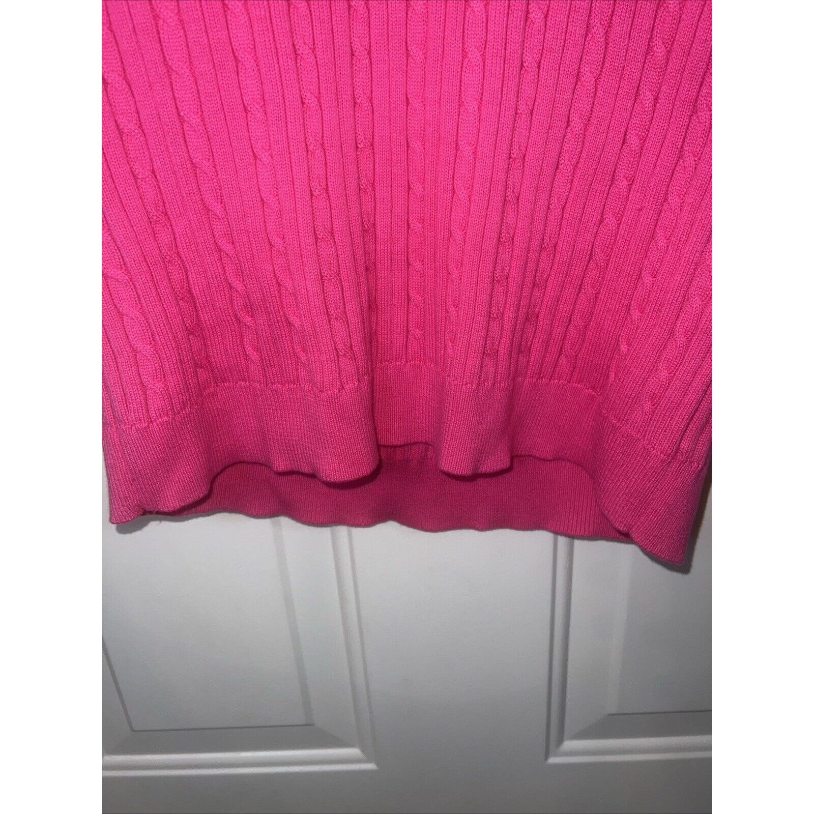 Chaps Chaps Sweater Women's Medium Pink V-Neck Shirt White Stripes Size M / US 6-8 / IT 42-44 - 3 Thumbnail