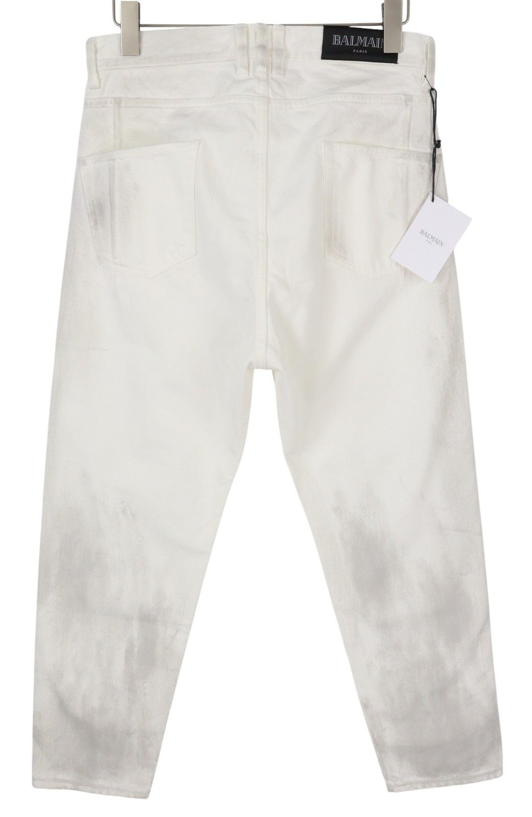Balmain 29 White Distress Straight Destroyed Jeans 86717 Size US 29 - 2 Thumbnail