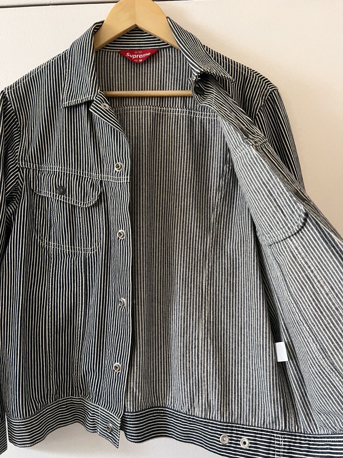 Supreme Hickory Striped Denim Trucker Jacket
