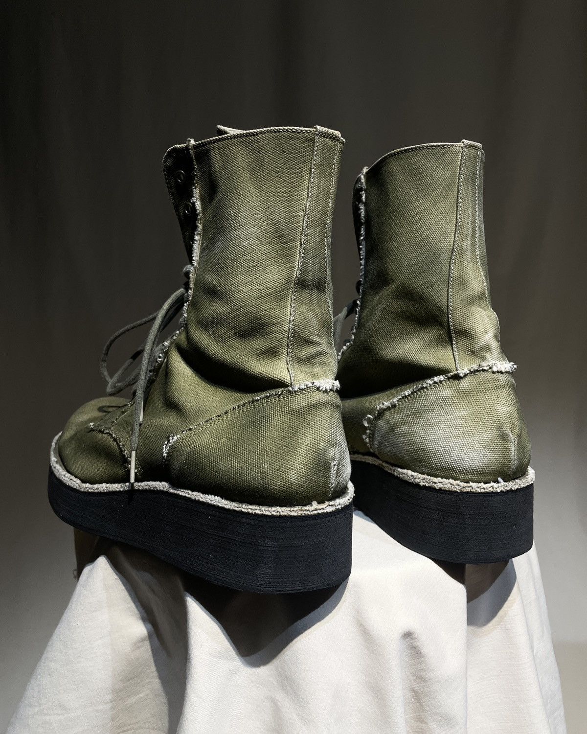 Yohji Yamamoto S/S2013 Yohji Yamamoto Pour Homme - Spray Dyed Canvas Boots Size US 10.5 / EU 43-44 - 13 Thumbnail