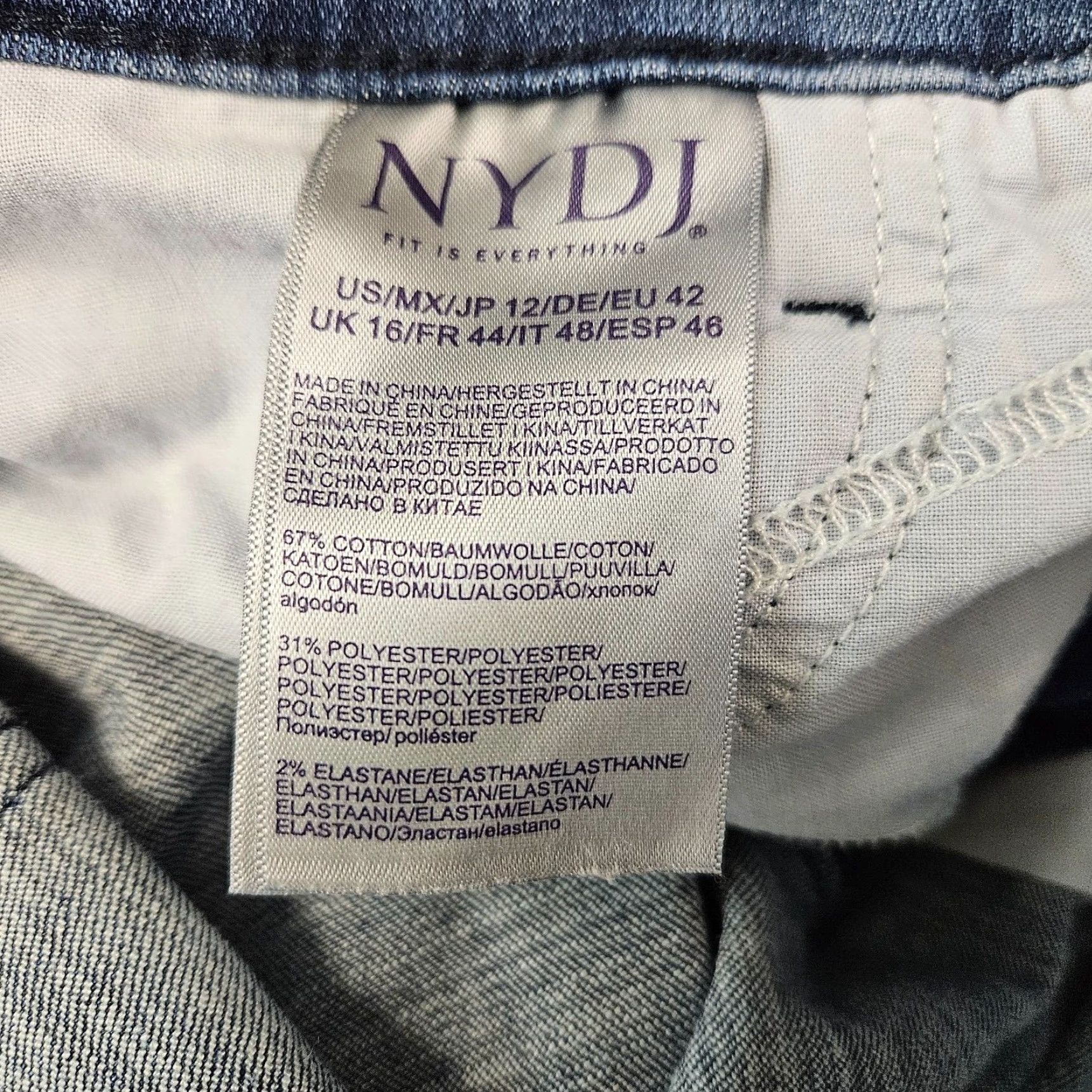 NYDJ NYDJ Womens Ankle Jeans 12 Blue High Rise Distressed Cotton Blend Denim Shirt? Size 34" / US 12 / IT 48 - 6 Thumbnail