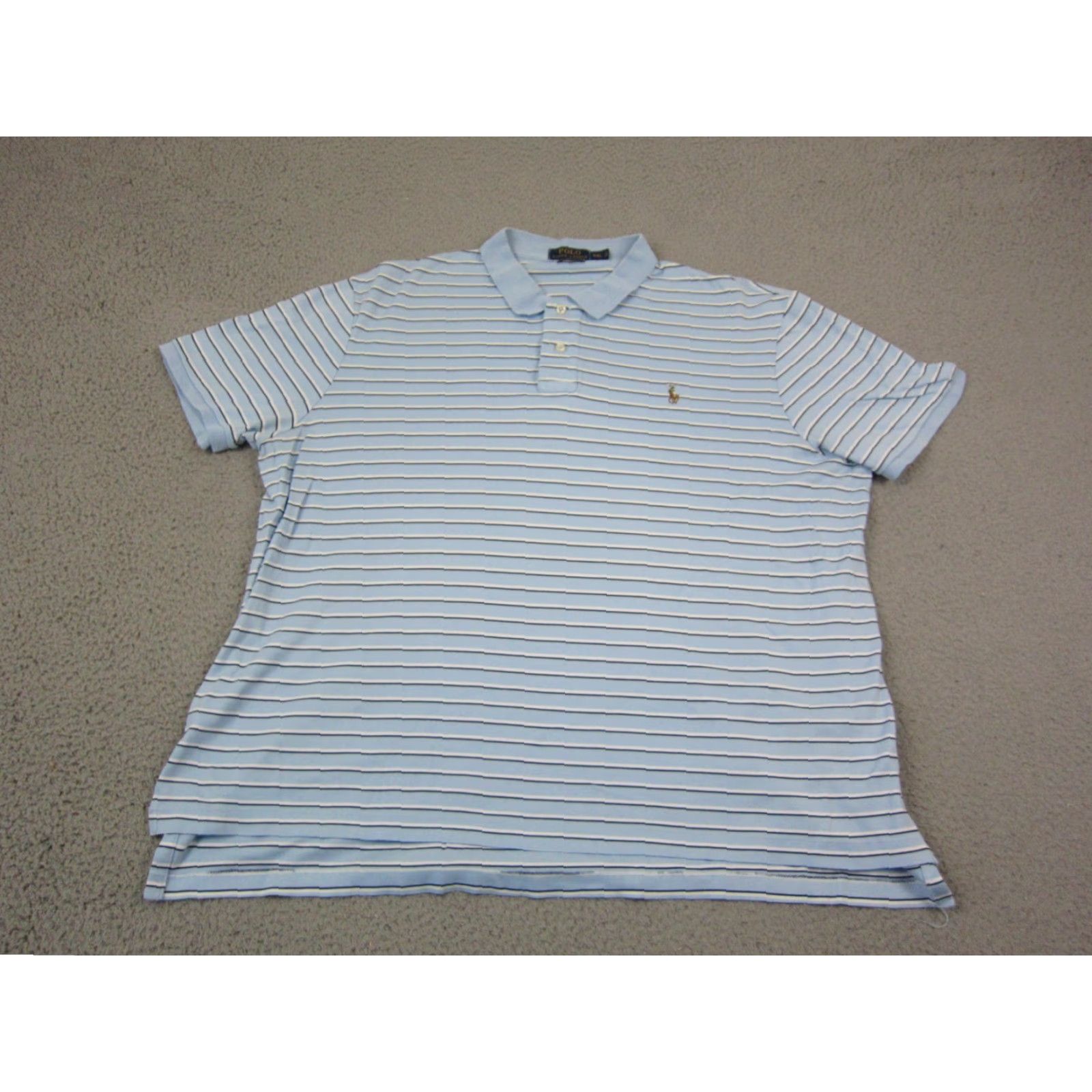 Polo Ralph Lauren Polo Ralph Lauren Polo Shirt Mens 2XL Blue Striped 100% Cotton Polo Shirt Polo Ralph Lauren Mens Shirt Blue Striped 2XL Size US XXL / EU 58 / 5 - 2 Thumbnail
