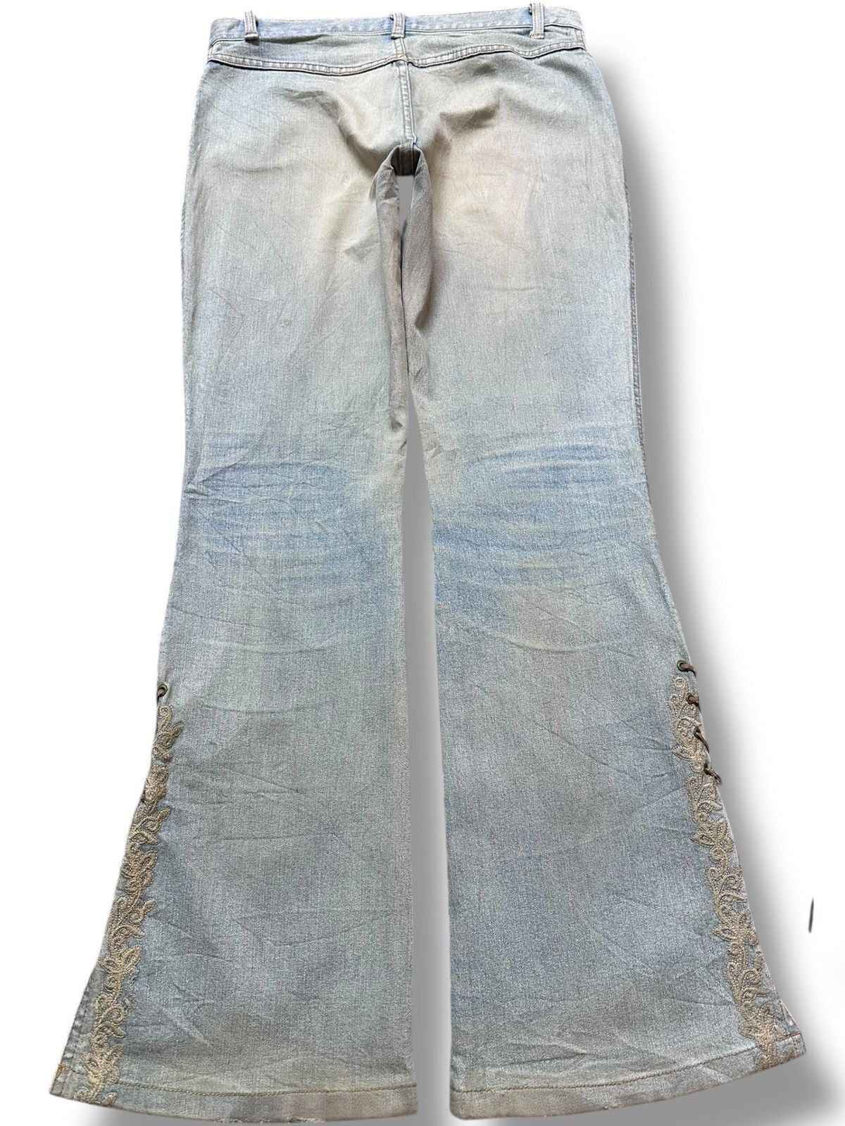 Japanese Brand Vintage Maitresse Flare Bootcut Faded Mudwash Denim Size 29" - 7 Thumbnail