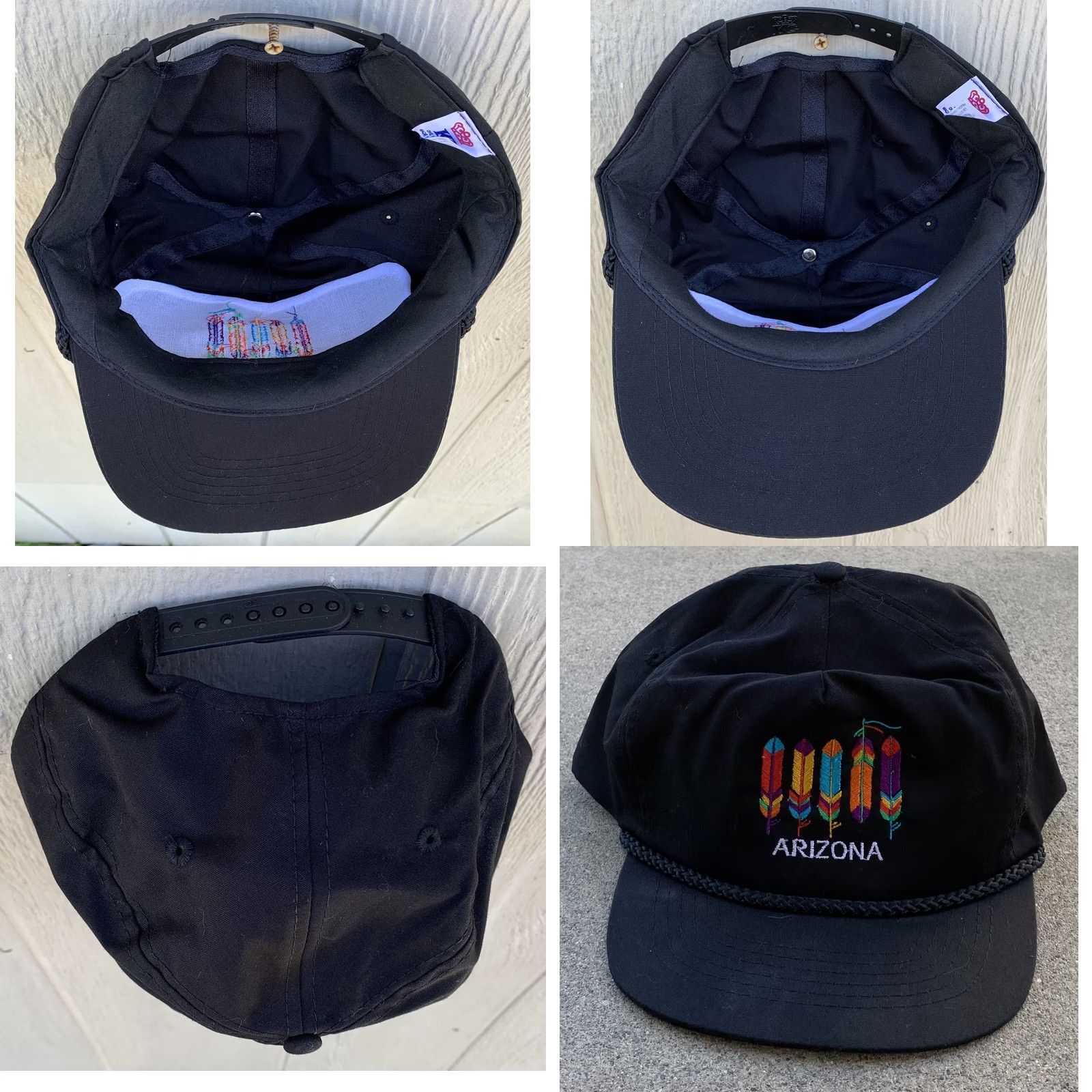 Vintage VINTAGE KC Arizona snapback hat embroidered feathers cap One Size fits all Unisex Adults Black 90s Southwestern Adjustable Men Women Boys Girls Size ONE SIZE - 8 Thumbnail