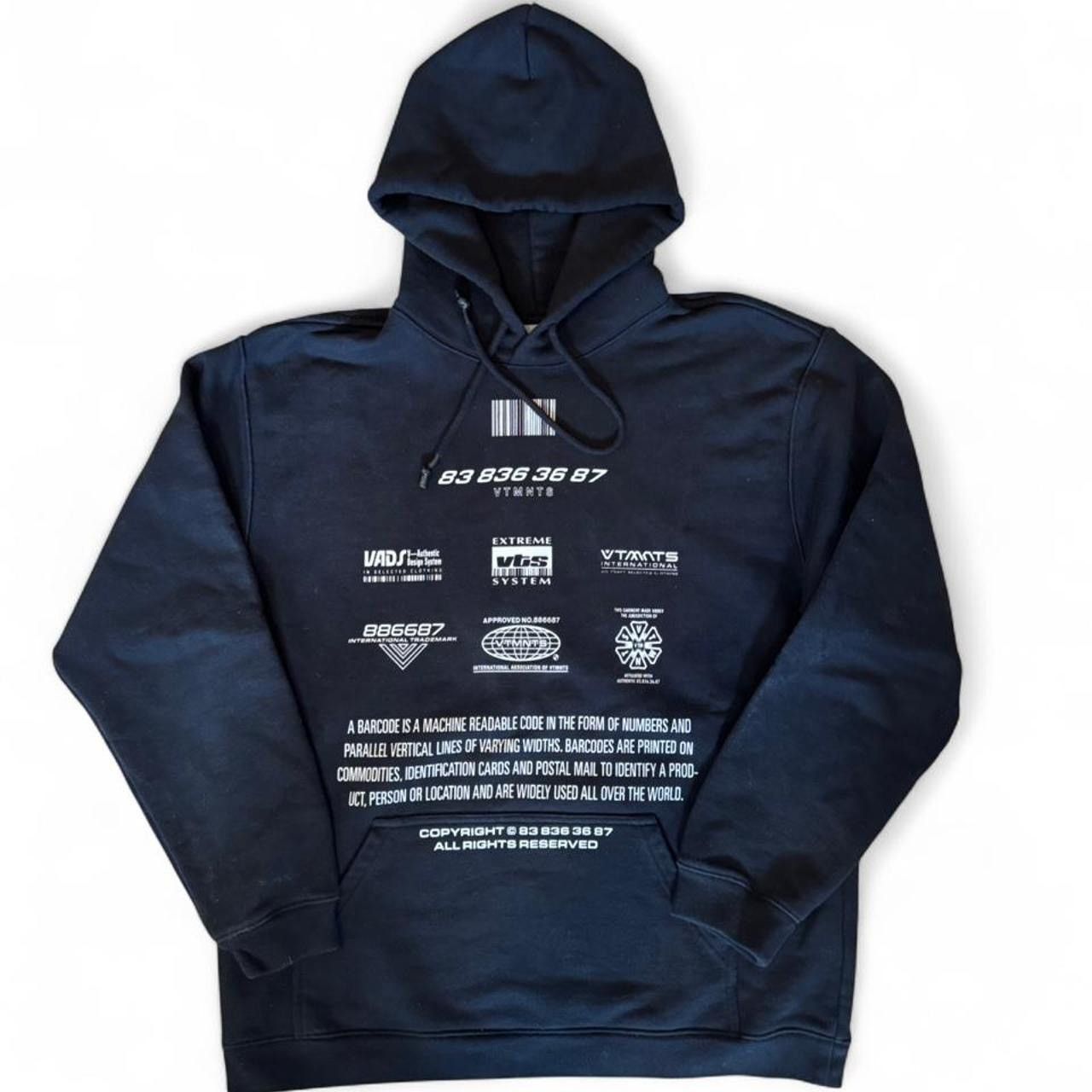VTMNTS VTMNTS Big Barcode Hoodie Black Size M Size US M / EU 48-50 / 2 - 1 Thumbnail