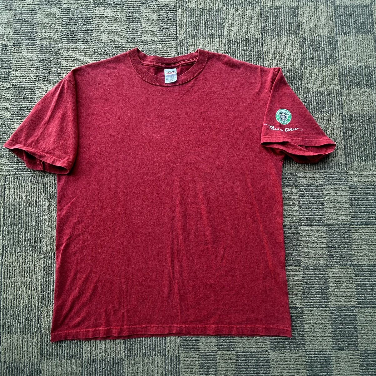 Vintage Vintage Early 2000’s Starbucks “Pass The Cheer” Red T-shirt Size US XL / EU 56 / 4 - 1 Thumbnail