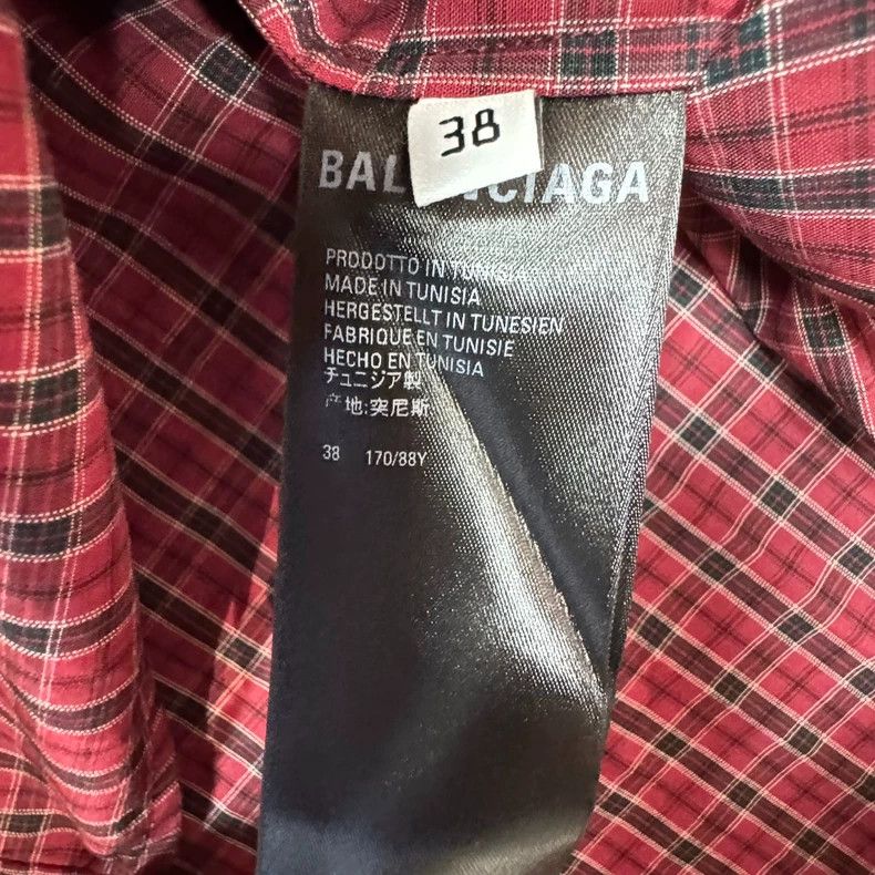Balenciaga Balenciaga size 38 Red Plaid Wide Edition Casual Long Slee Size L / US 10 / IT 46 - 8 Thumbnail