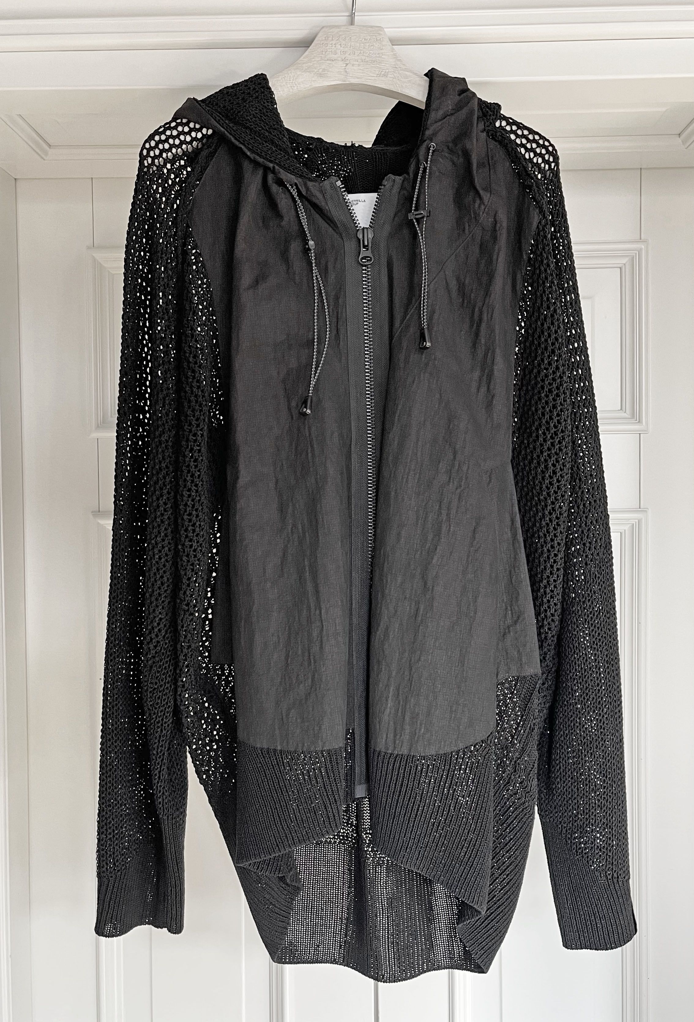image of Guerrilla Group Guerrilla-Group.co Rekonstrukt Translucent Layer Knit Jacket in Black (Size Medium)