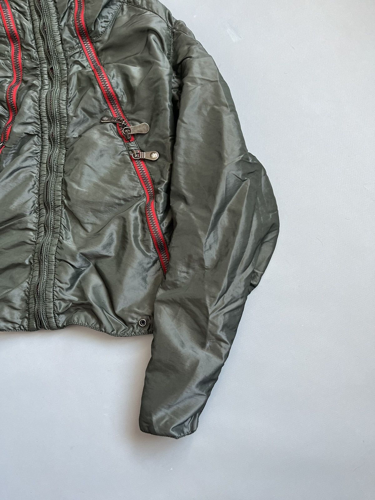 JET SET × Japanese Brand × Vintage Vintage 90s JET SET Women Nylon Olive Avant Garde Zip Jacket Size M / US 6-8 / IT 42-44 - 11 Thumbnail