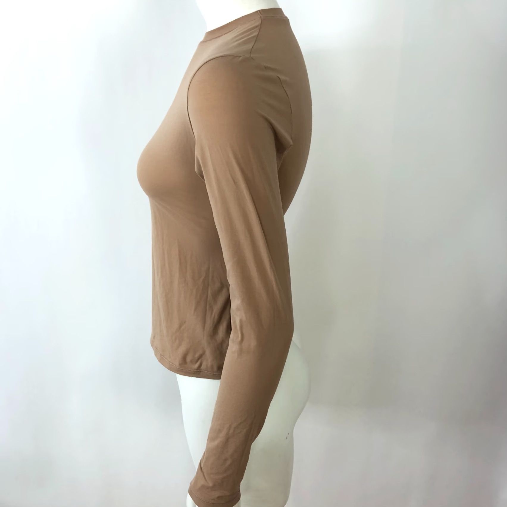 SKIMS Skims Shirt Brown Long Sleeve Pullover Top M Women Regular Knit Casual Autumn Winter 158973 HRJ Size M / US 6-8 / IT 42-44 - 2 Thumbnail