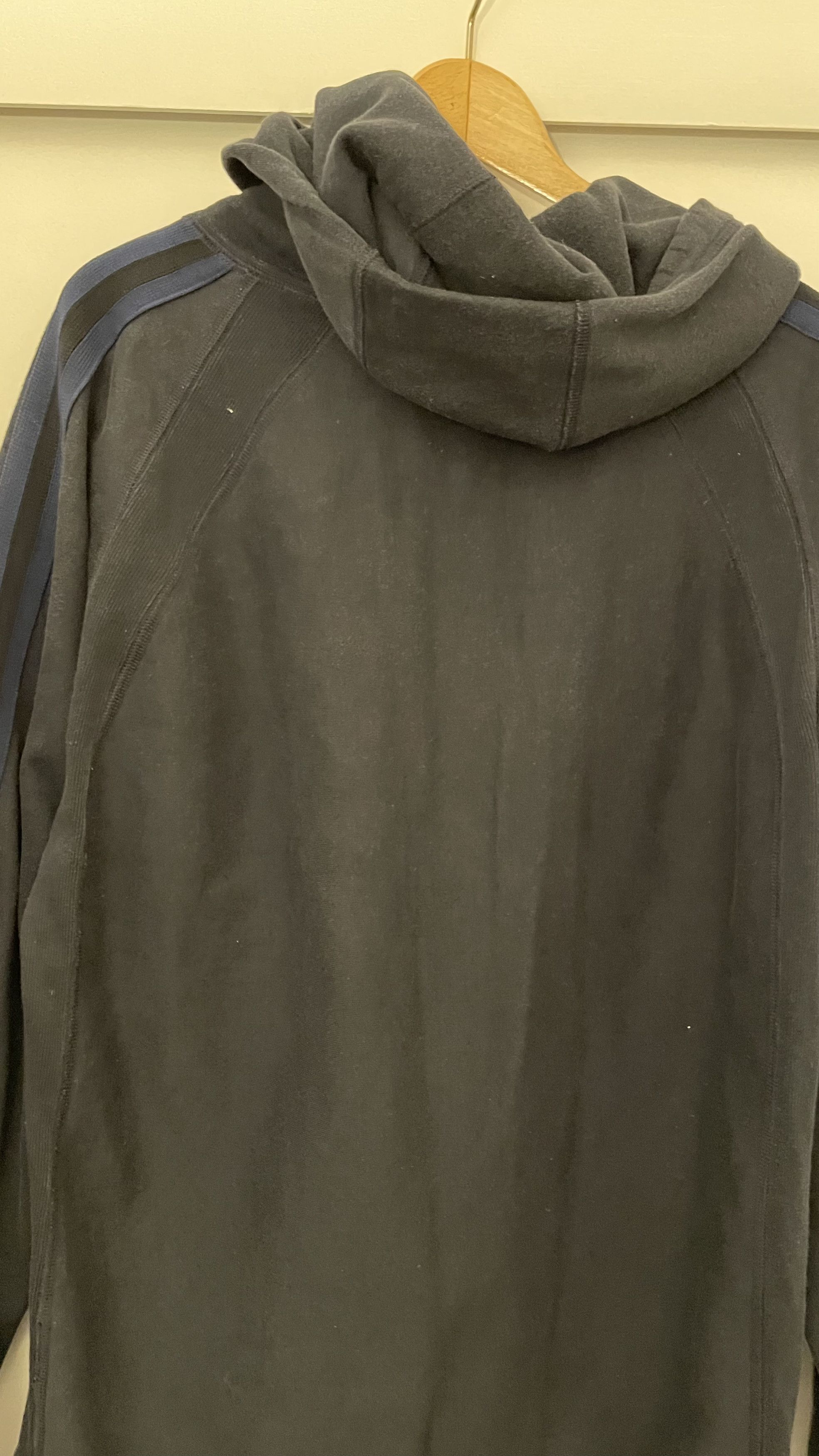 Engineered Garments Heavy Black Hoody contrasting blue stripe side pockets Size US XL / EU 56 / 4 - 4 Thumbnail