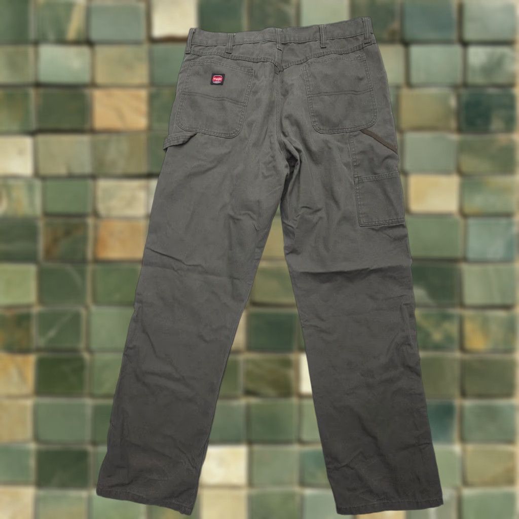 Wrangler Wrangler Pants Mens 36x34 Canvas Carpenter Green Workwear 5-Pocket Denim Style Trousers Regular Straight Size US 36 / EU 52 - 1 Thumbnail
