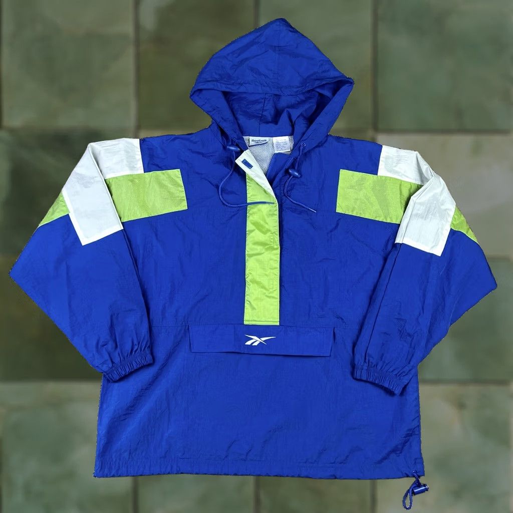 Reebok VINTAGE Reebok Embroidered Hoodie Track Jacket Windbreaker Jacket Mens M Blue 90s Vintage Windbreaker Lightweight Pockets Hooded Zip Pockets Size US M / EU 48-50 / 2 - 1 Thumbnail