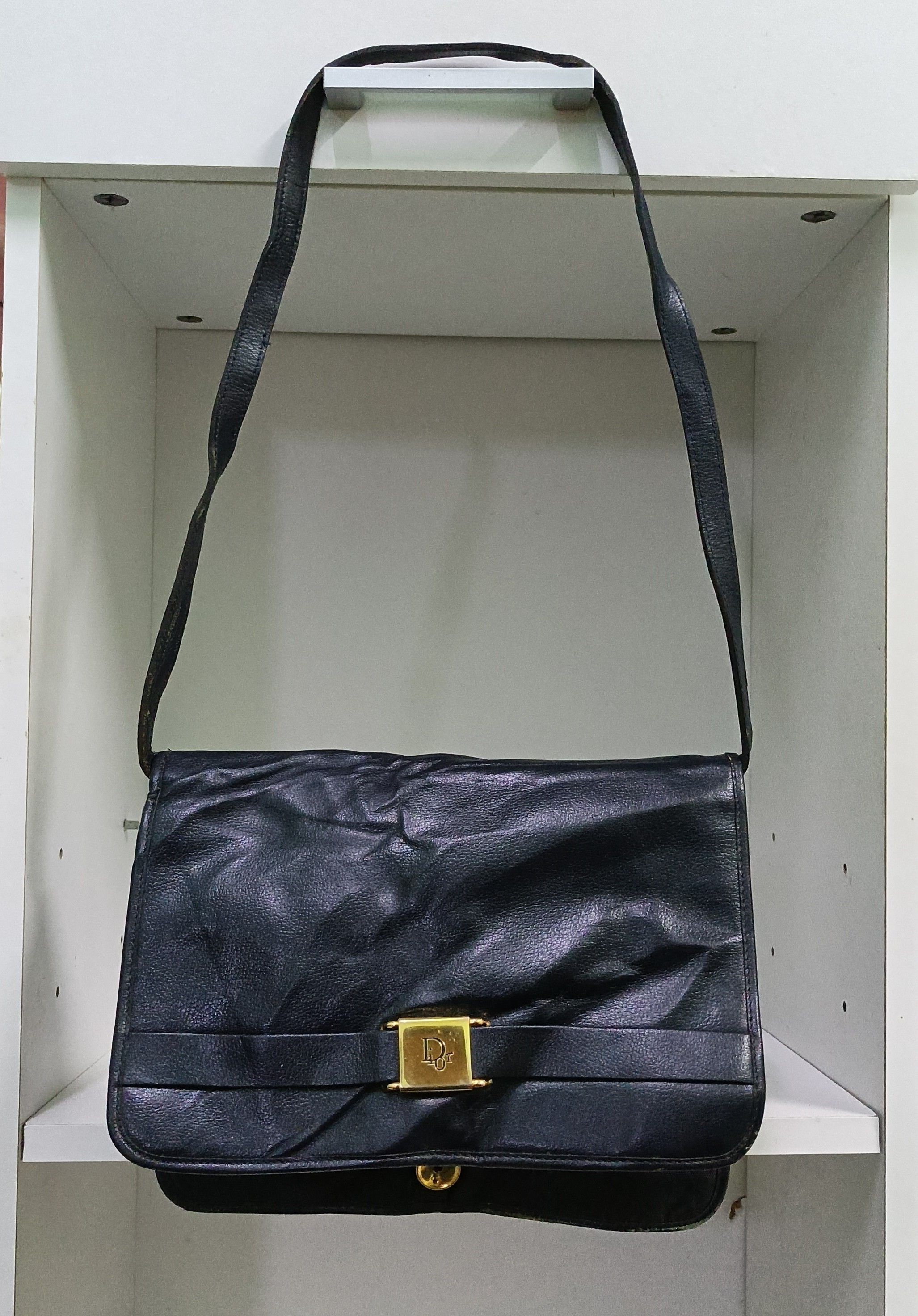 Dior VTG Christian Dior Navy Leather Shoulder Bag + Coin Purse Size ONE SIZE - 2 Thumbnail