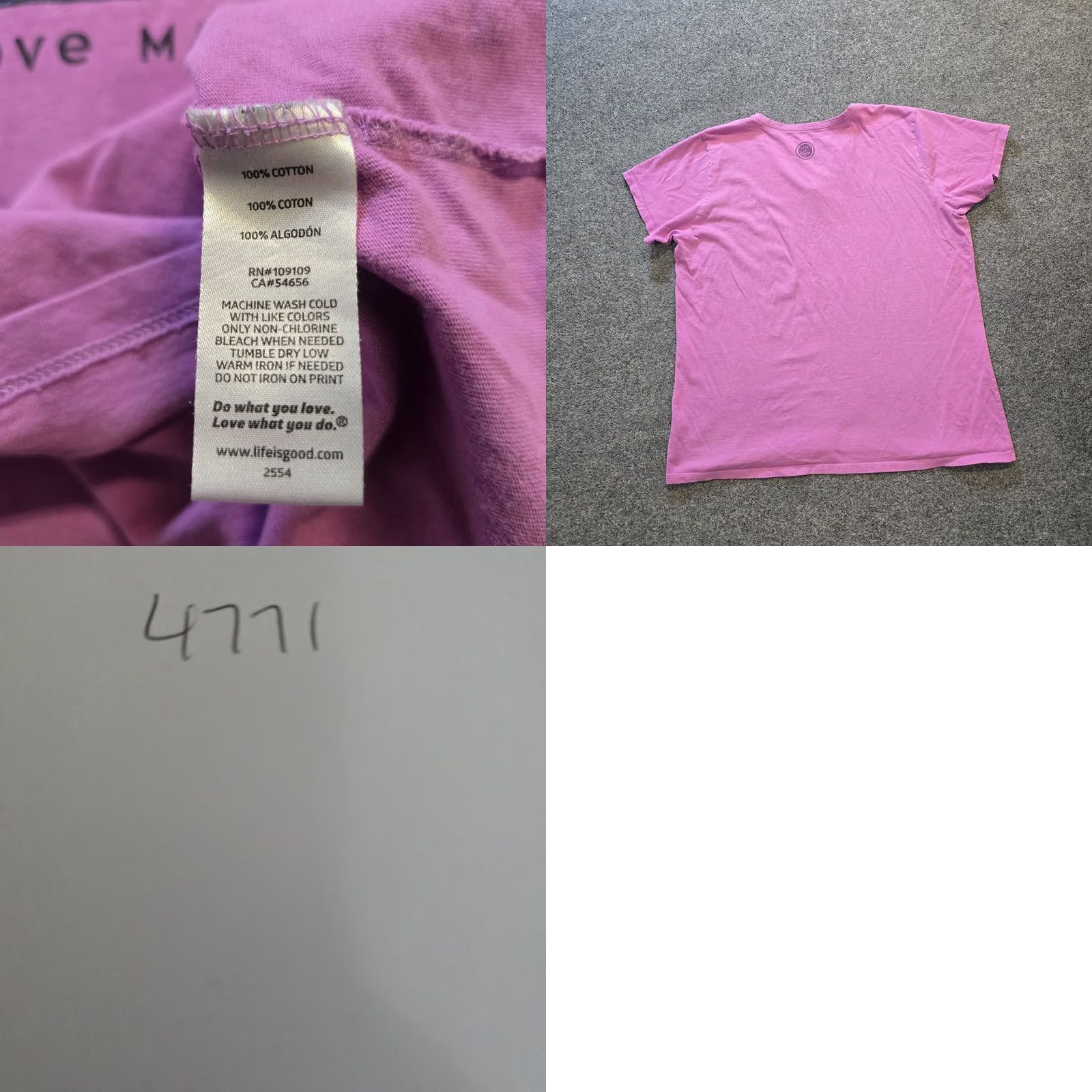 Life is Good Life is Good T-Shirt Womens XXL Pink V-Neck Short Sleeve Casual Tee 100% Cotton Lightweight Size XXL / US 16-18 / IT 52-54 - 8 Thumbnail