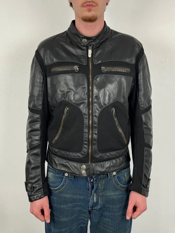 Armani 2000s Armani Black Hybrid Biker Leather Jacket Size US M / EU 48-50 / 2 - 2 Thumbnail