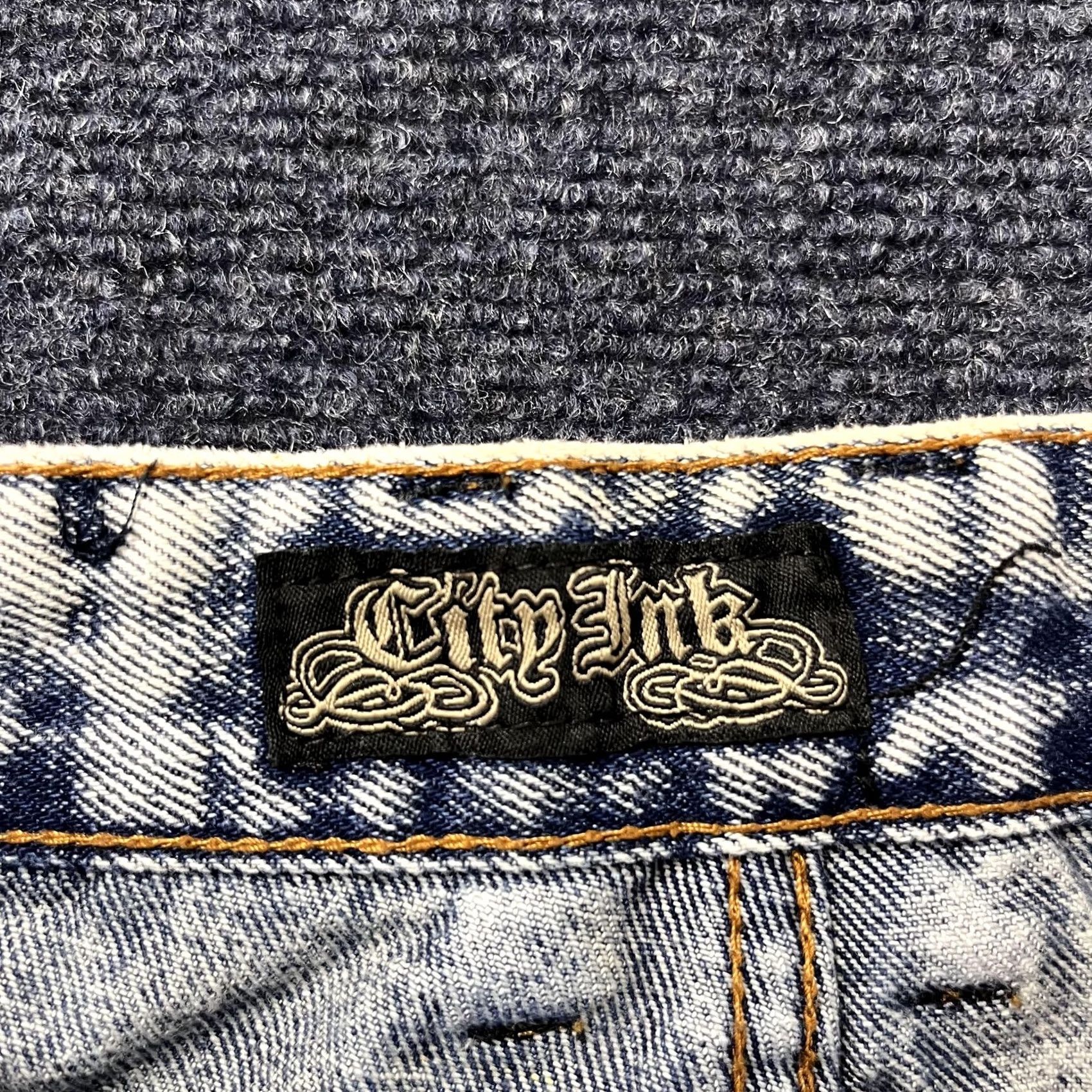 Vintage Y2K City Ink Jeans Mens 30 Light Wash Blue Distressed Ripped Ladder Cutout Slim Size US 30 / EU 46 - 4 Thumbnail