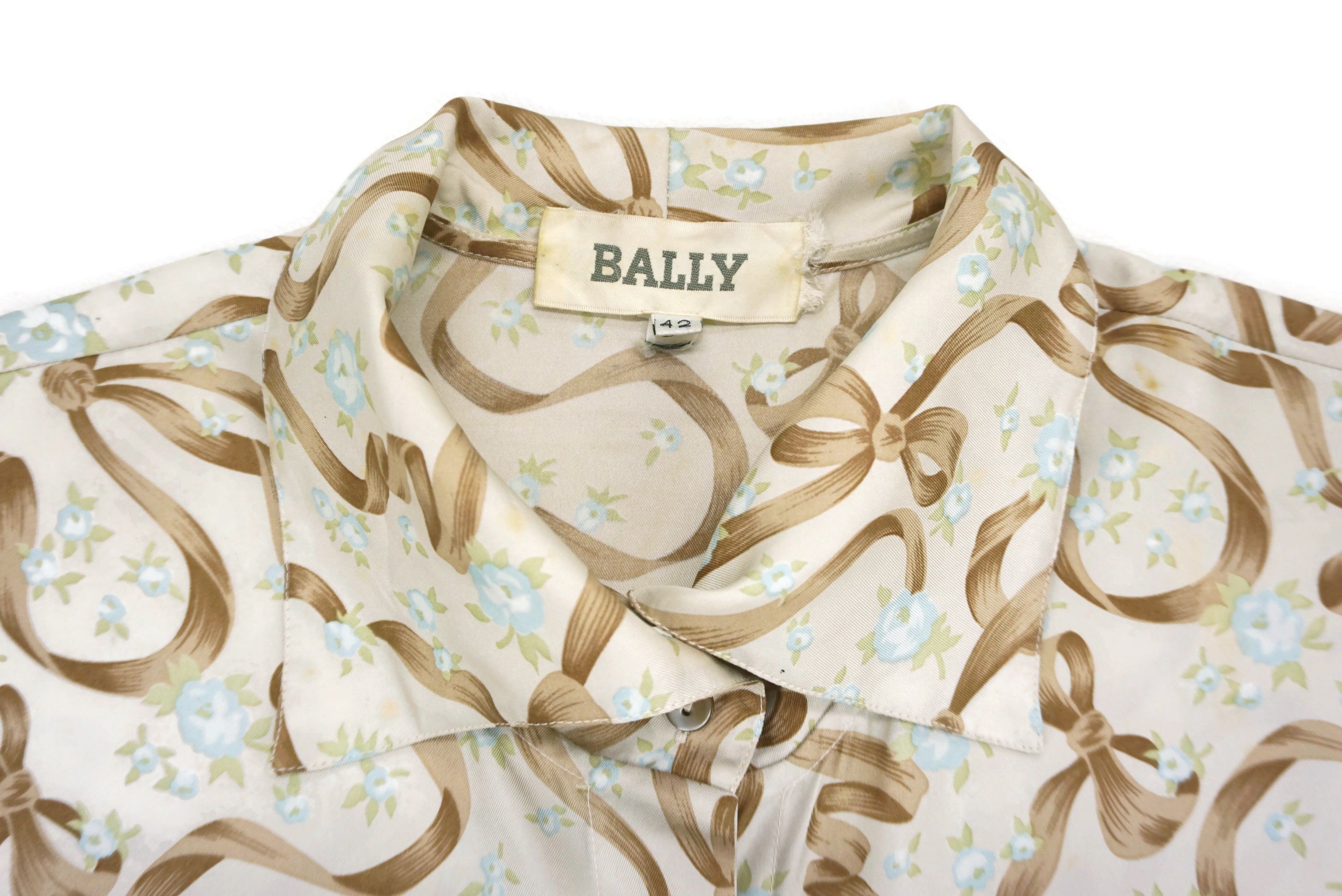 Bally Bally Silk Shirt Ribbons Floral Blouse Made in Italy Size L / US 10 / IT 46 - 6 Thumbnail