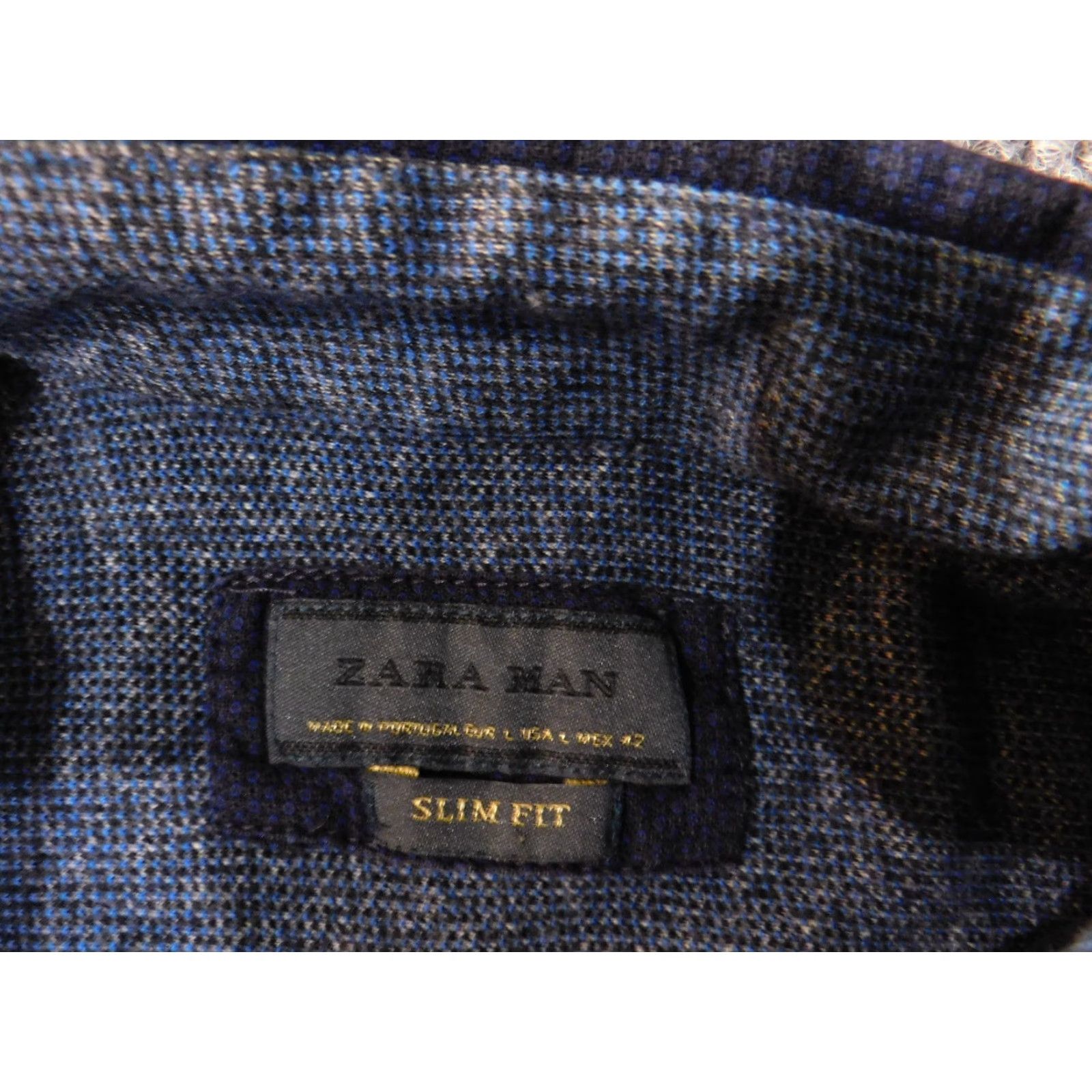 Zara Zara Man button down shirt Mens L Blue Geometric Slim Fit Casual Shirt Button-Up Knit Cotton Size US L / EU 52-54 / 3 - 6 Thumbnail