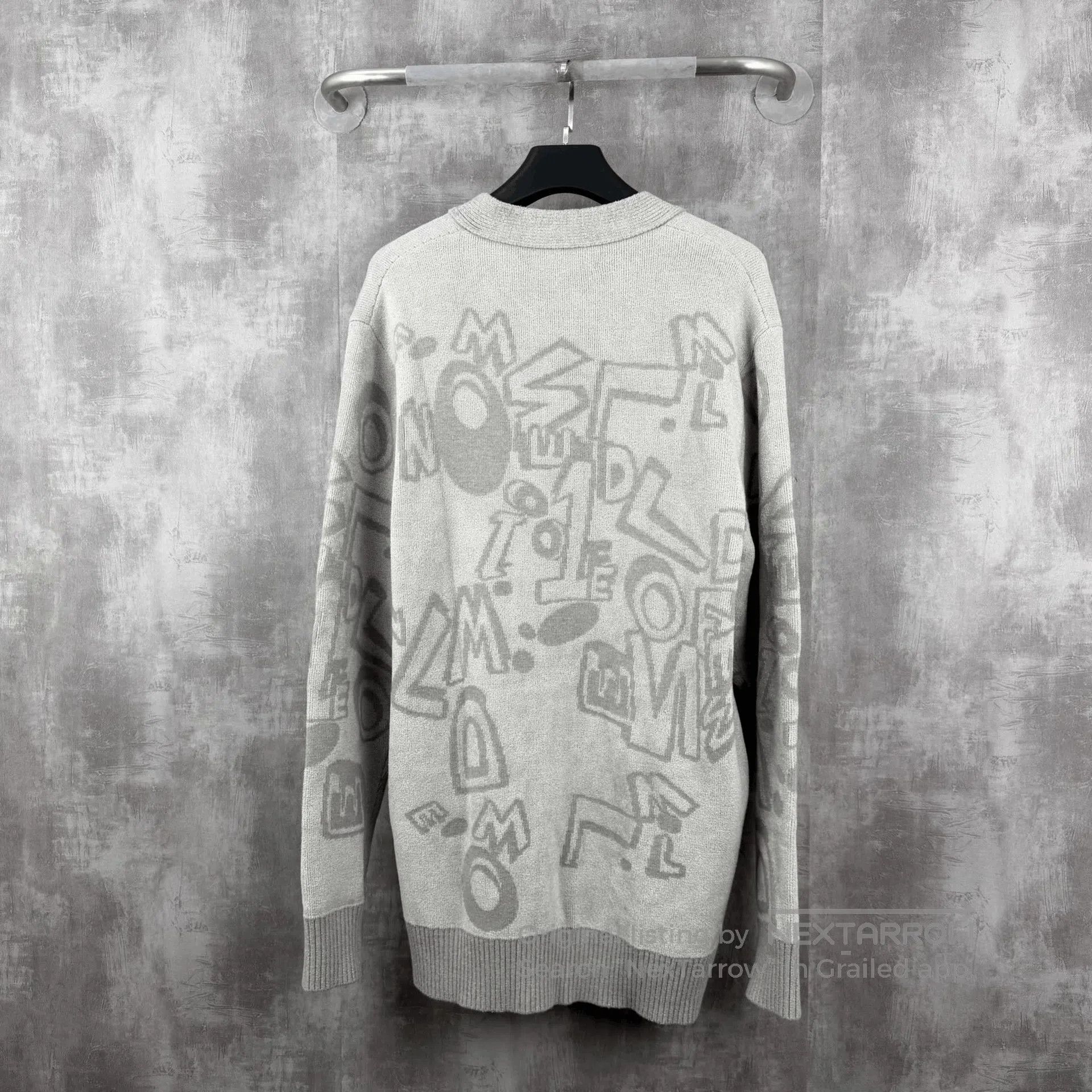 WE11DONE Welldone Gray Graffiti Wool Cardigan. Size M / US 6-8 / IT 42-44 - 3 Thumbnail