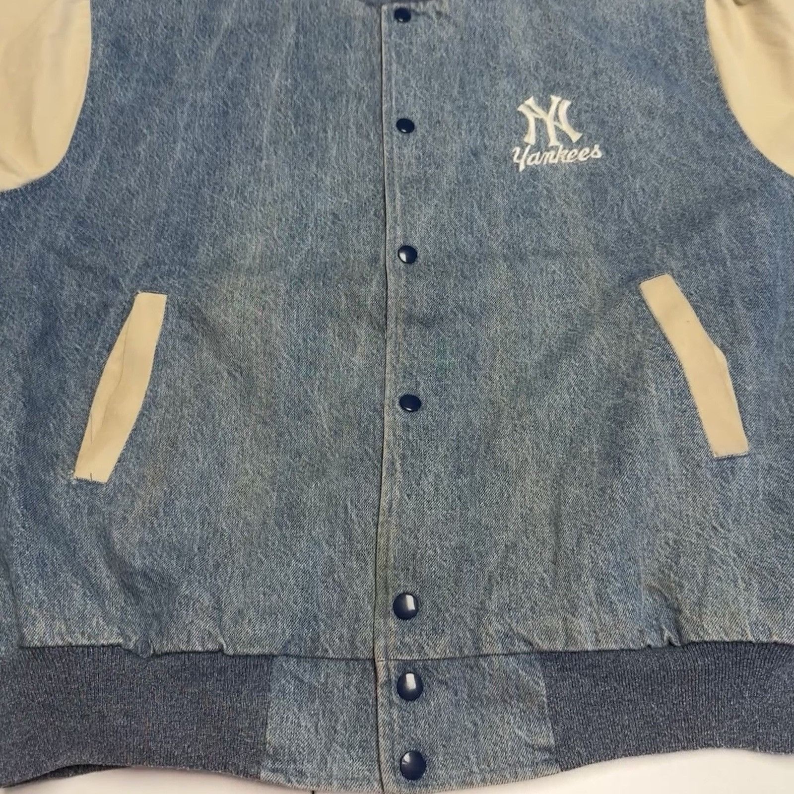 Adidas × MLB × Vintage Vintage New York Yankees Adidas Denim Jacket Mens XL Bomber Size US XL / EU 56 / 4 - 4 Thumbnail