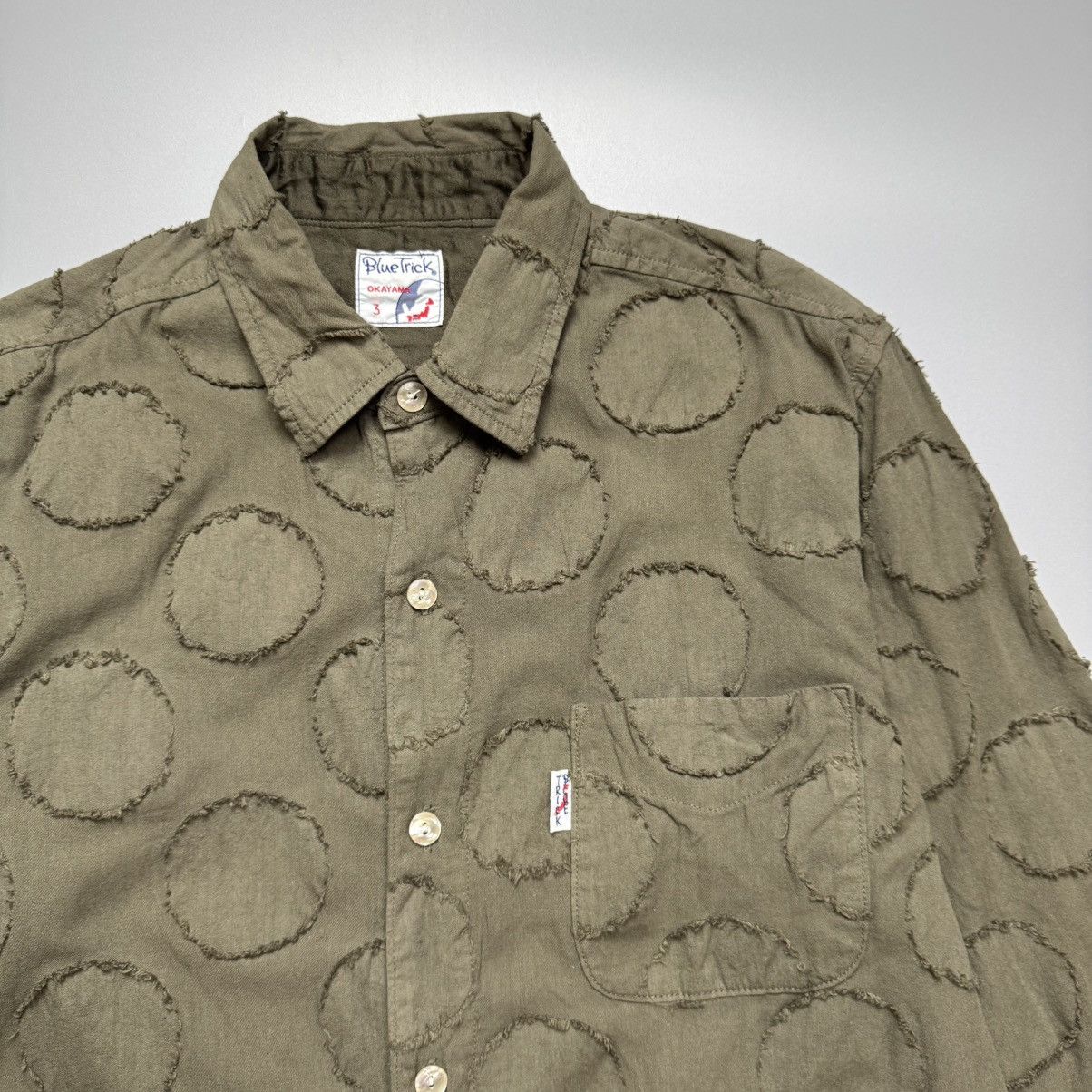 Japanese Brand Bluetrick Okayama - Punch Hole Patch Amekaji Vibes L/S Size US S / EU 44-46 / 1 - 5 Thumbnail