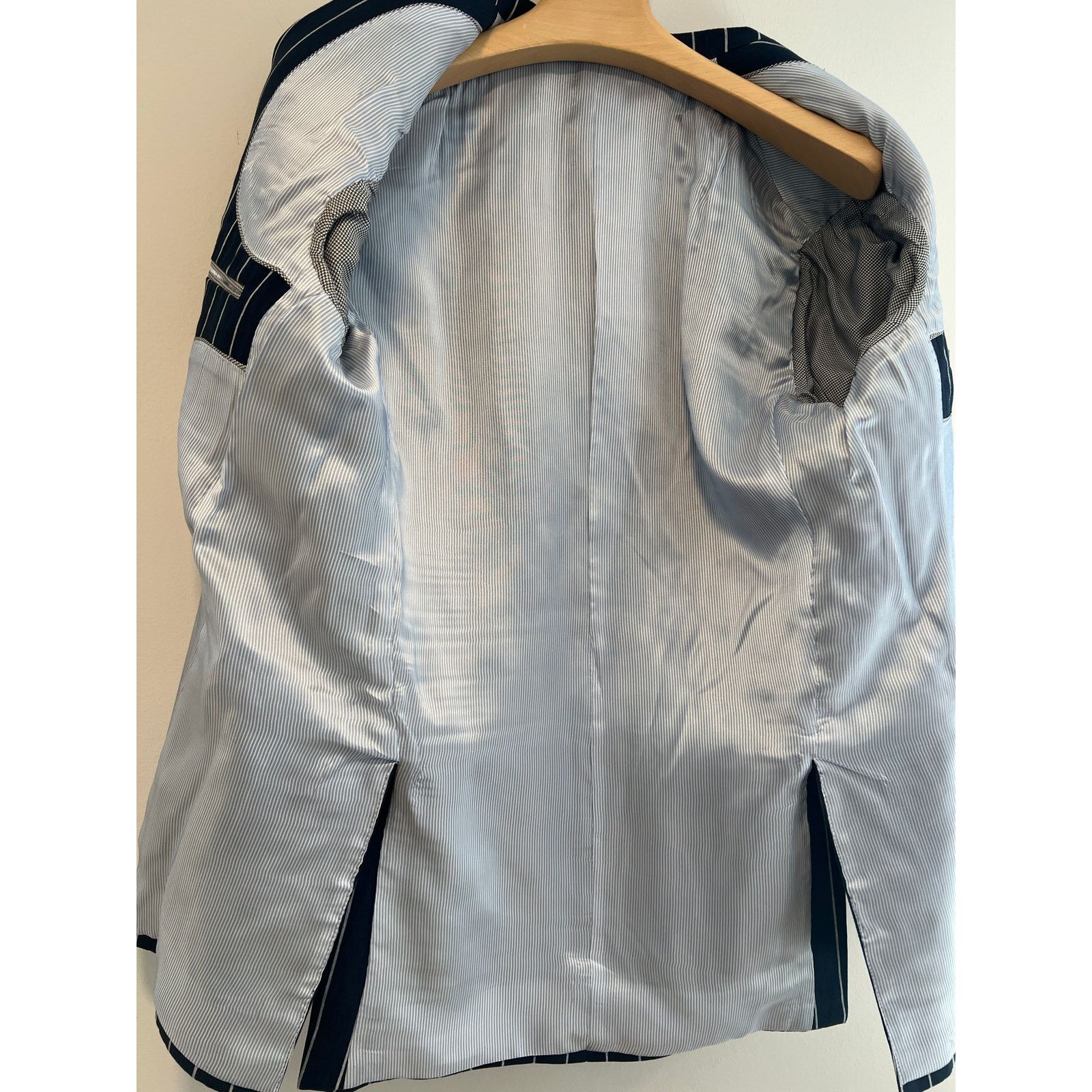 Hickey Hickey Navy Blue & White Suit Jacket 3 Buttons Size 42R JL Size 42R - 5 Thumbnail