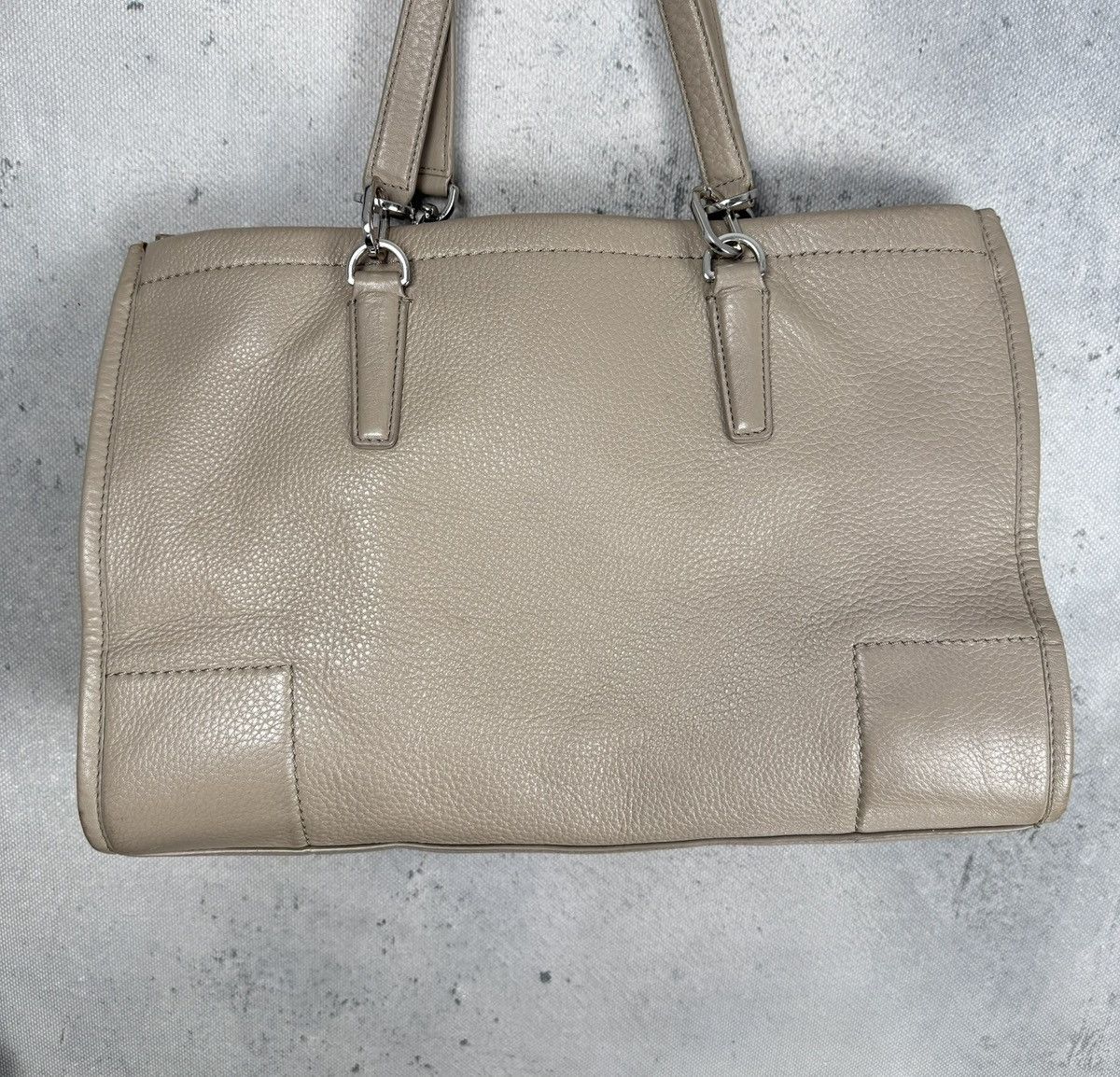 Tory Burch Tory Burch Pebbled Leather Tote Shoulder Bag Beige Large 00s Size ONE SIZE - 2 Thumbnail