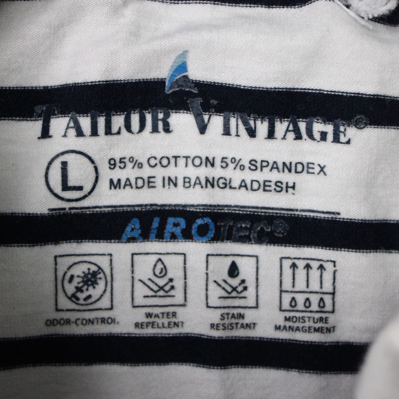 Vintage Tailor Vintage Polo Shirt Mens L White/Blue Striped 100% Cotton Button Logo Short Sleeve Polo Shirt - Casual, Workwear, Travel Size US L / EU 52-54 / 3 - 7 Thumbnail