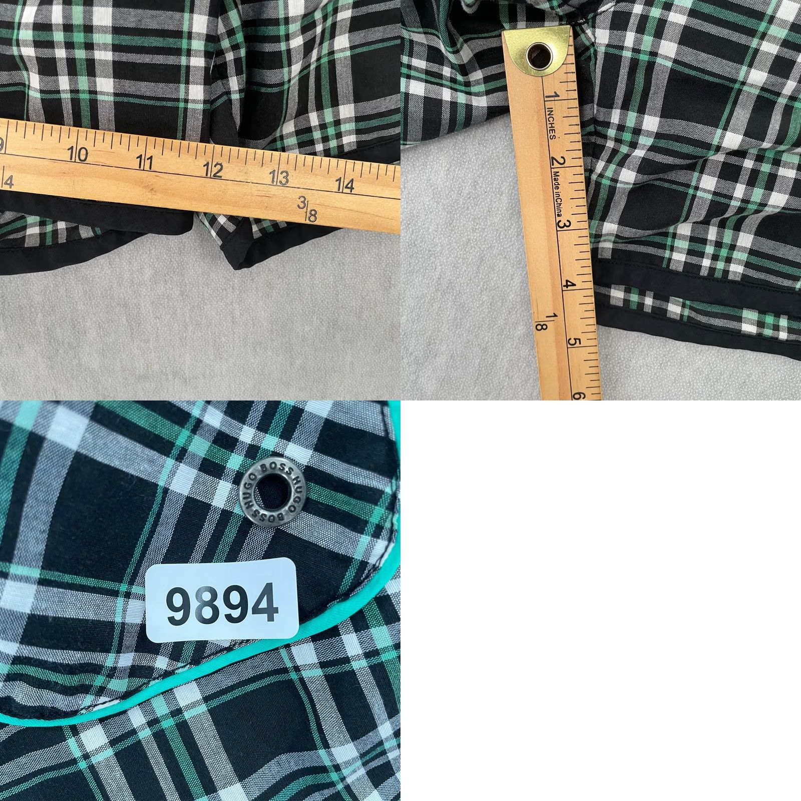 Hugo Boss HUGO BOSS Trunks Adult Large Black Plaid Catshark Swim Board Lined Mens Size US 33 - 9 Thumbnail