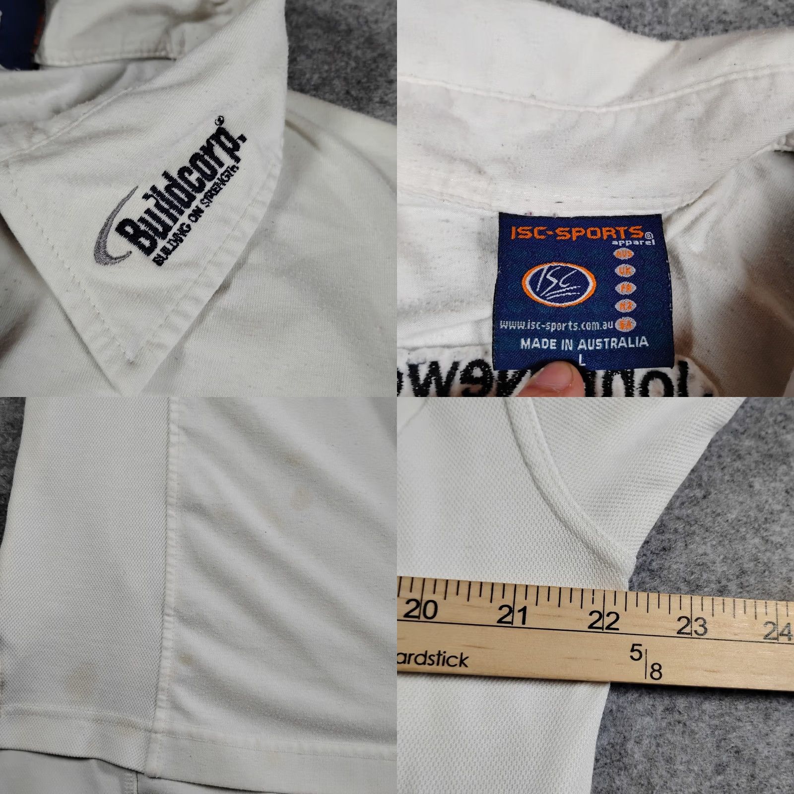 Vintage ISC Easts Cricket Polo Shirt Mens Size L White Short Sleeve Sponsor Logos Size US L / EU 52-54 / 3 - 8 Thumbnail