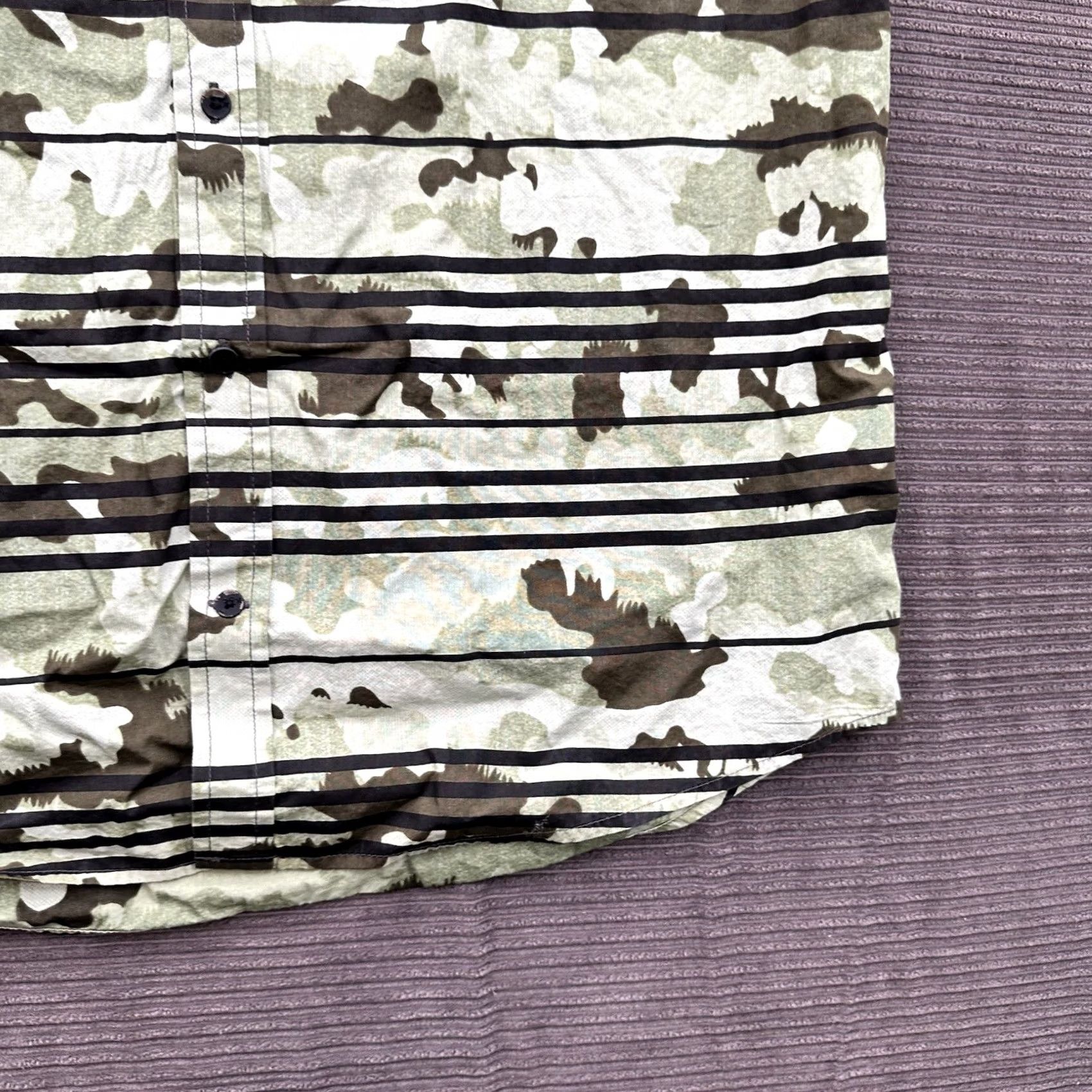 Hurley Hurley Shirt Men XL Green Multicolor Argo Camo Palm Striped Button-Up Short Sleeve Casual Cotton Beach Size US XL / EU 56 / 4 - 7 Thumbnail