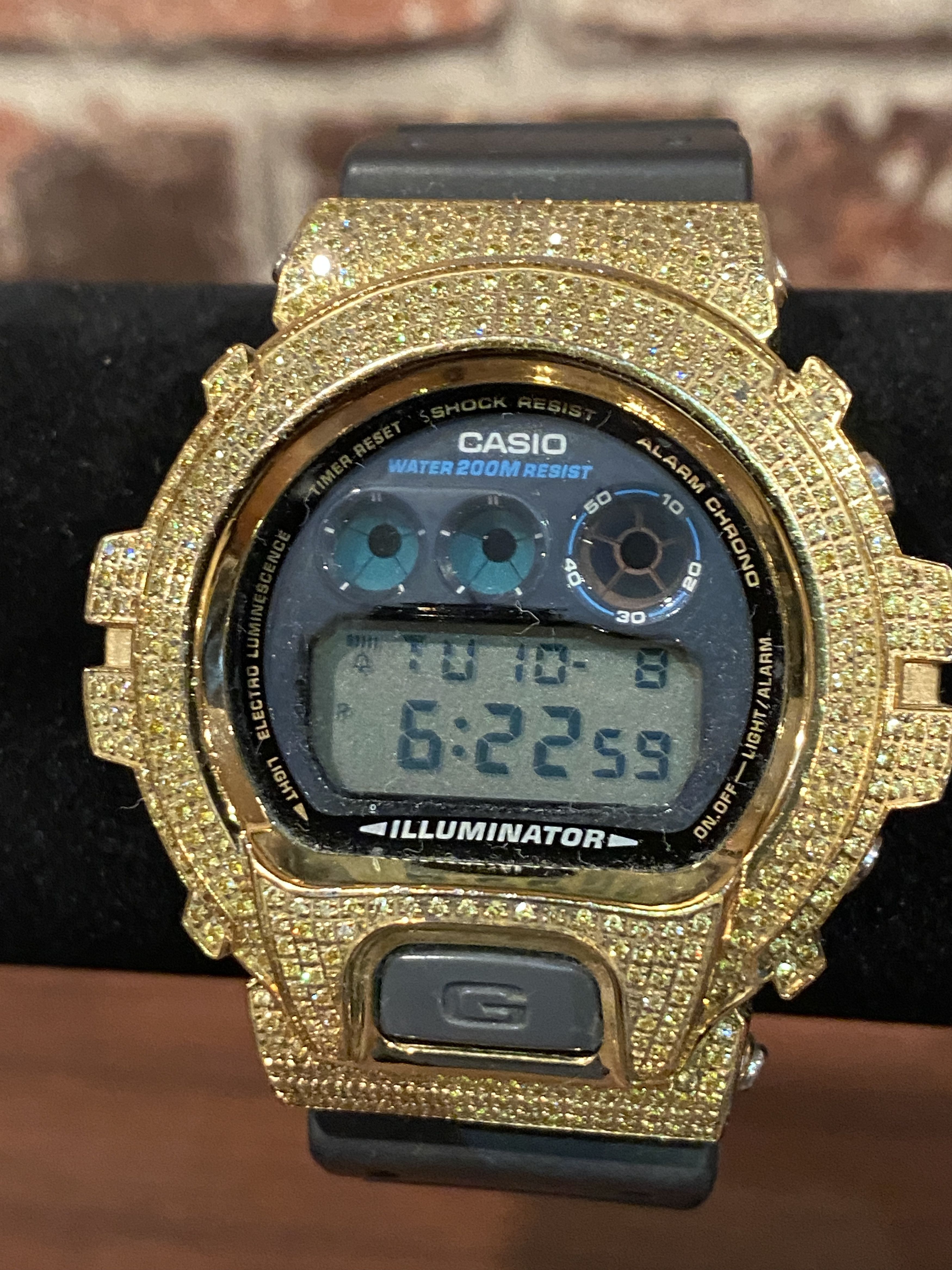 G Shock Gold Casio G Shock DW 6900 Simulated Diamonds Iced Out Grailed