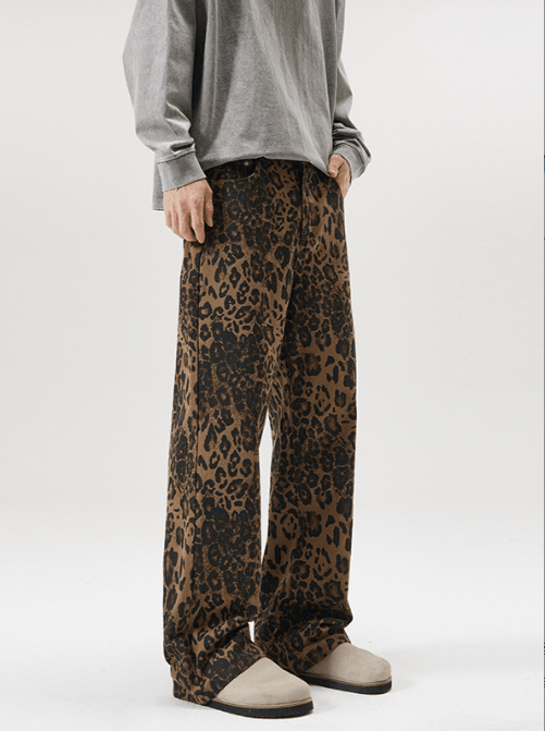 Japanese Brand Men's retro straight loose leopard print jeans y2k Size US 32 / EU 48 - 3 Thumbnail