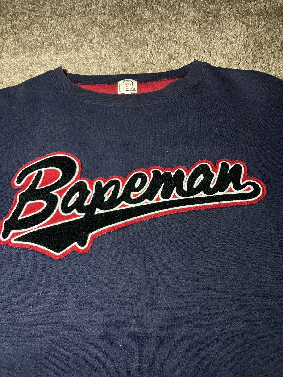 Bape 2006 Bape Bapeman Superman Script Varsity Logo Sweat Comics Size US L / EU 52-54 / 3 - 3 Thumbnail