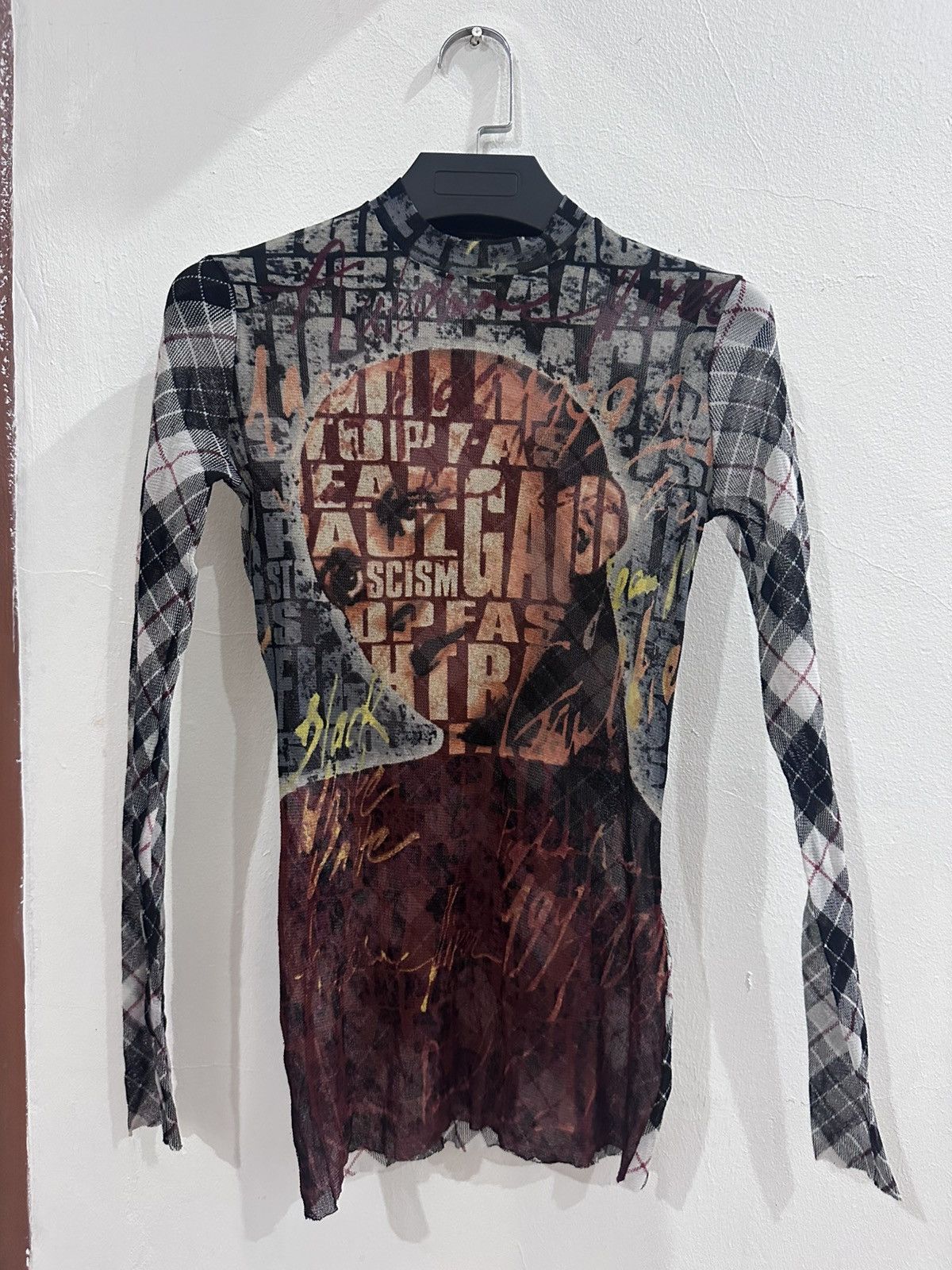 Jean Paul Gaultier 1997 Jeal Paul Gaultier 'Stop Fascism' Mesh Shirt Size US S / EU 44-46 / 1 - 1 Thumbnail