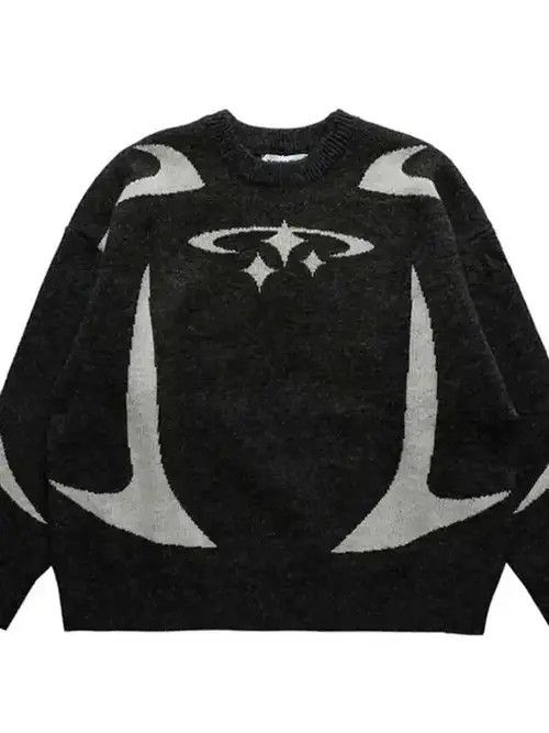Aran Isles Knitwear × Japanese Brand Y2K Stars Graphic Sweater Unisex Size US L / EU 52-54 / 3 - 4 Thumbnail