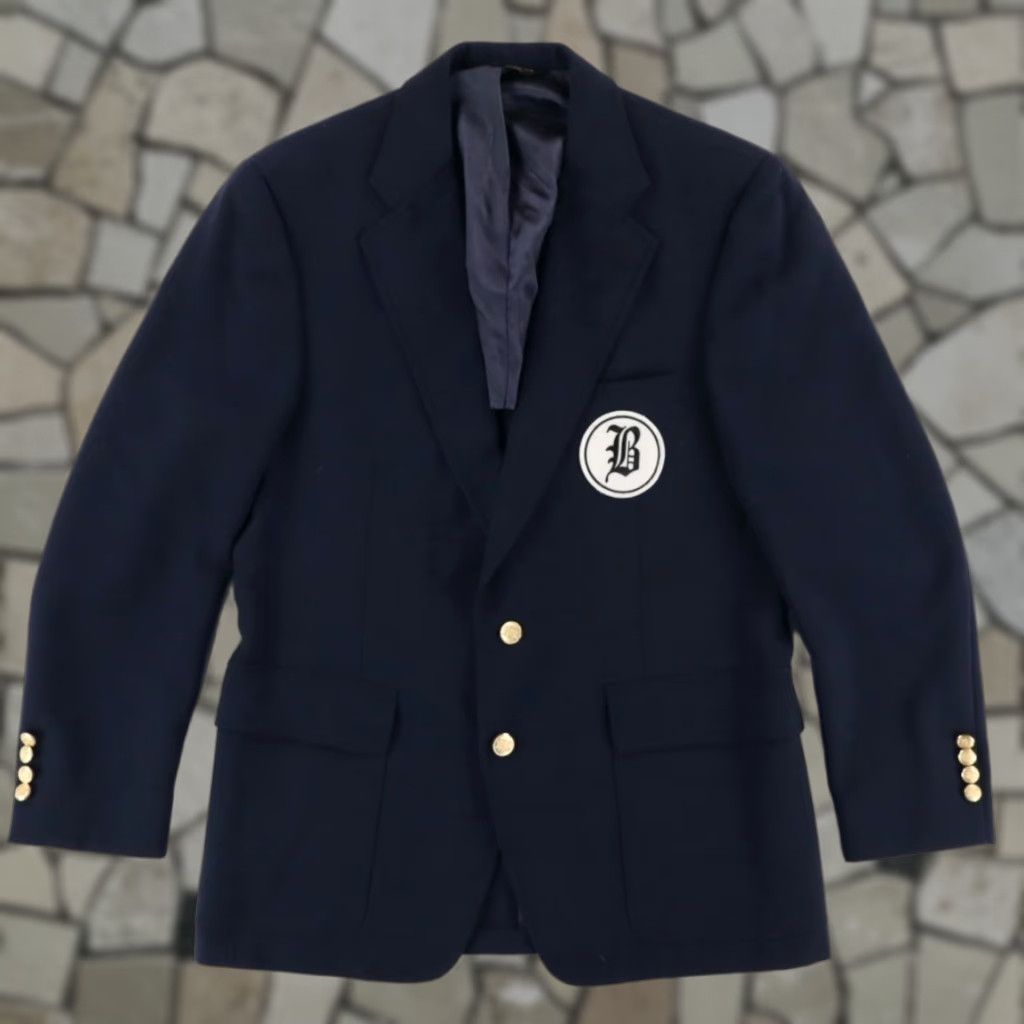 Izod VTG Izod Club Gothic B Crest Blazer Navy Men's 40 Jacket Long Sleeve Shirt Fashion Vintage Blazer Mens VTG IZOD Club Gothic B Crest Blazer Navy 40 Size 40R - 1 Thumbnail
