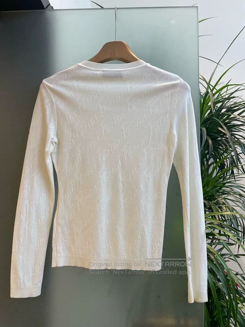 Fendi Fendi White Long Sleeve Knit Top Size S / US 4 / IT 40 - 2 Thumbnail