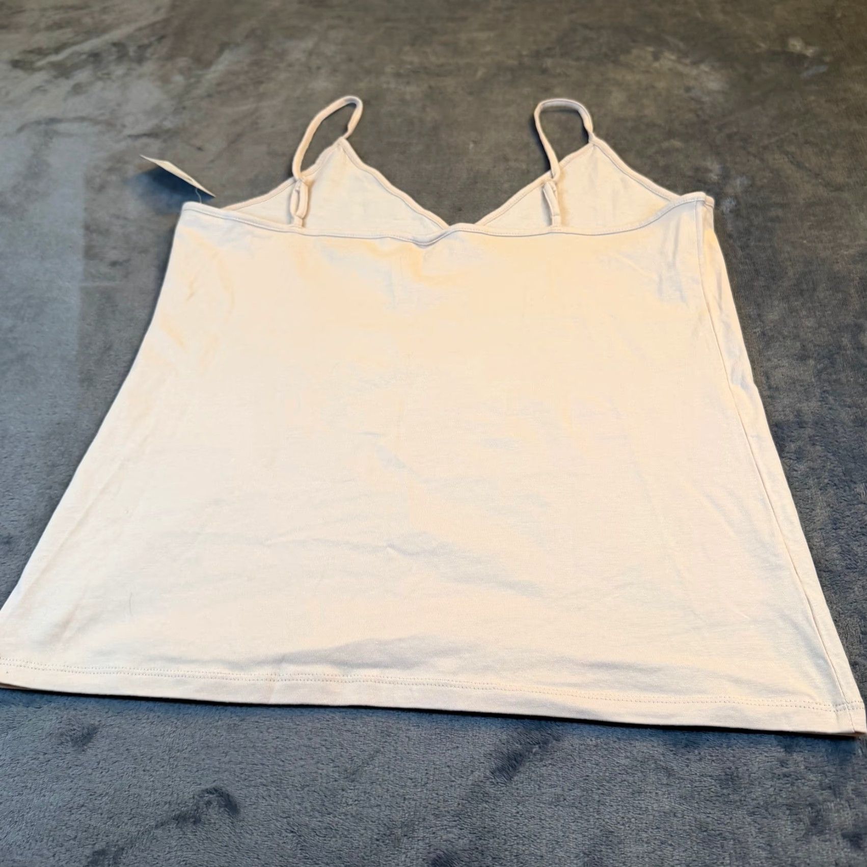Loft LOFT Beige V-Neck Spaghetti Strap Tank Top Womens Large NWT Camisole Knit Cotton Blend Spandex Logo Lightweight Adjustable Strap Sleeveless Size L / US 10 / IT 46 - 4 Thumbnail