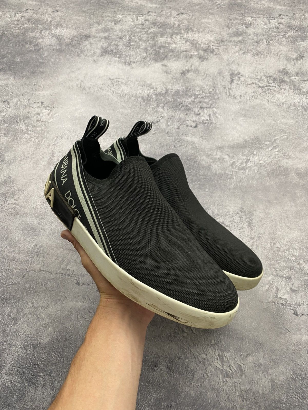 Dolce & Gabbana Dolce & Gabbana Sorrento Logo Slip On Black Sneakers D&G Size US 10 / EU 43 - 4 Thumbnail