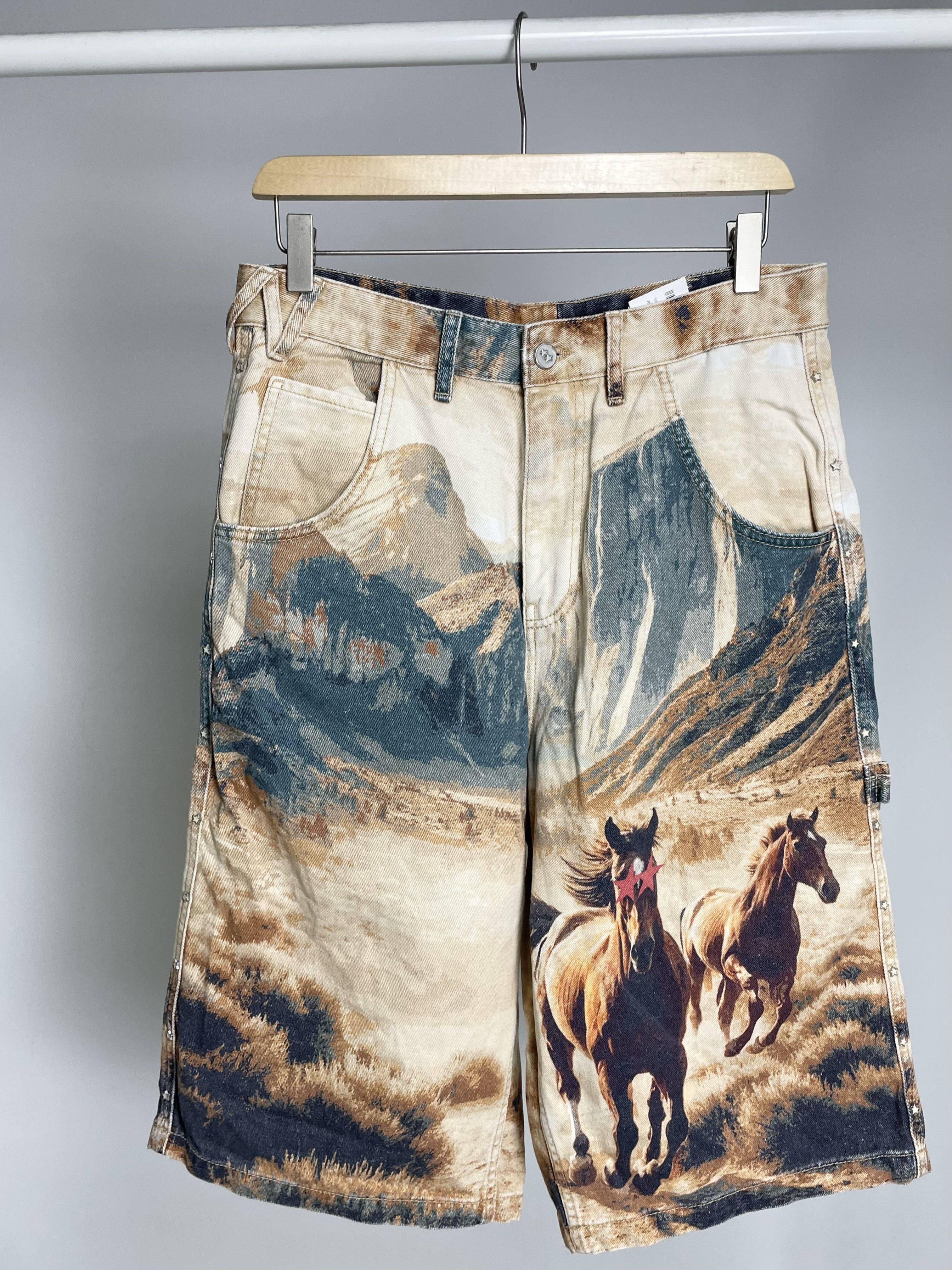 Represent Clo. Zara x Two Jeys 2 Cowboy Western Carpenter Denim Shorts Size US 30 / EU 46 - 1 Thumbnail