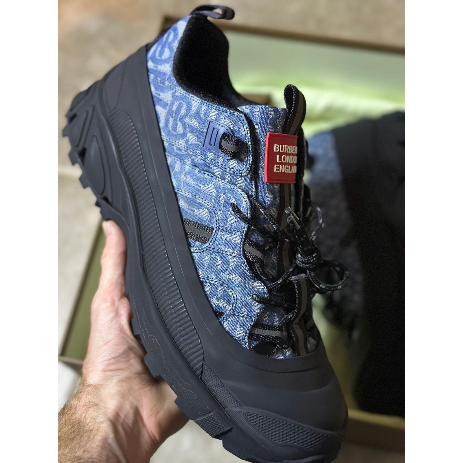 Burberry Burberry Arthur Monogram Print Sneaker Blue | Size 11US Size US 11 / EU 44 - 2 Thumbnail