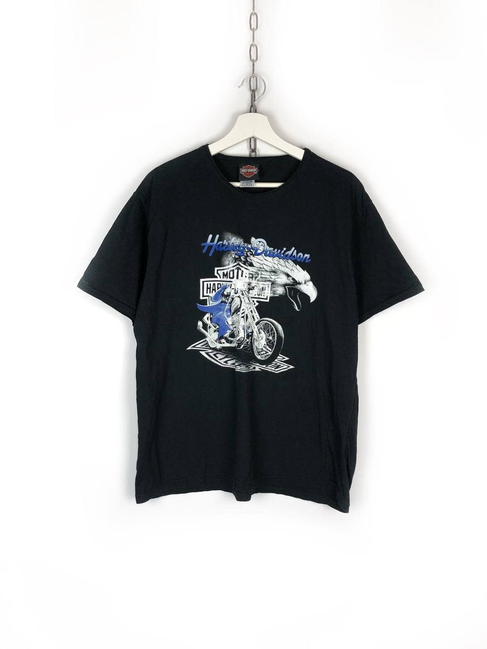 Harley Davidson Vintage T-Shirt Eagle Biker Black Moto Tee M - Tops 