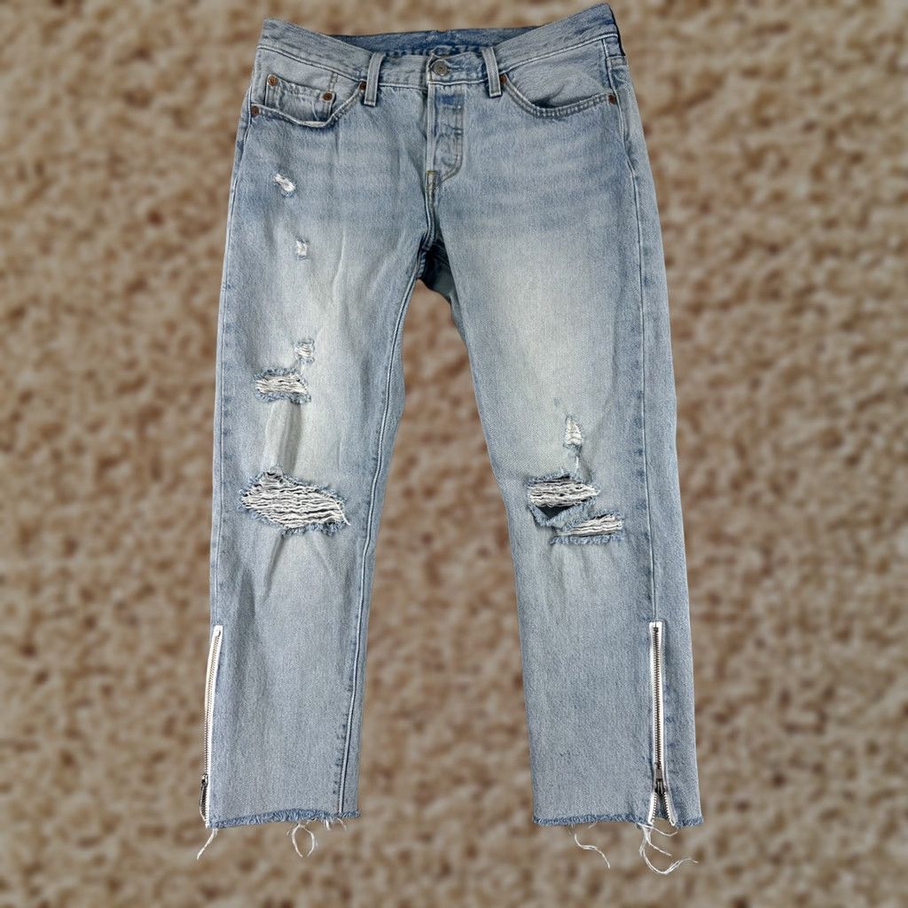 Levi's Levi's Jeans 501 XX Slim Denim Blue 29 Adult Regular Pants Tapered Ankle Zip Button Fly Cotton Blend Pocket 5-Pocket Vintage No Women Size 29" - 1 Thumbnail
