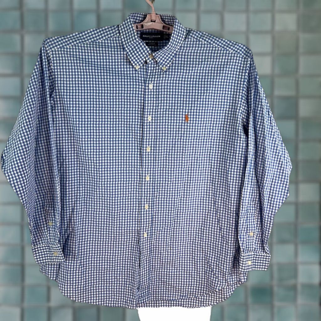 Ralph Lauren Ralph Lauren Golf Shirt Mens XL Blue Gingham Check Button-Down Tilden Size US XL / EU 56 / 4 - 1 Thumbnail