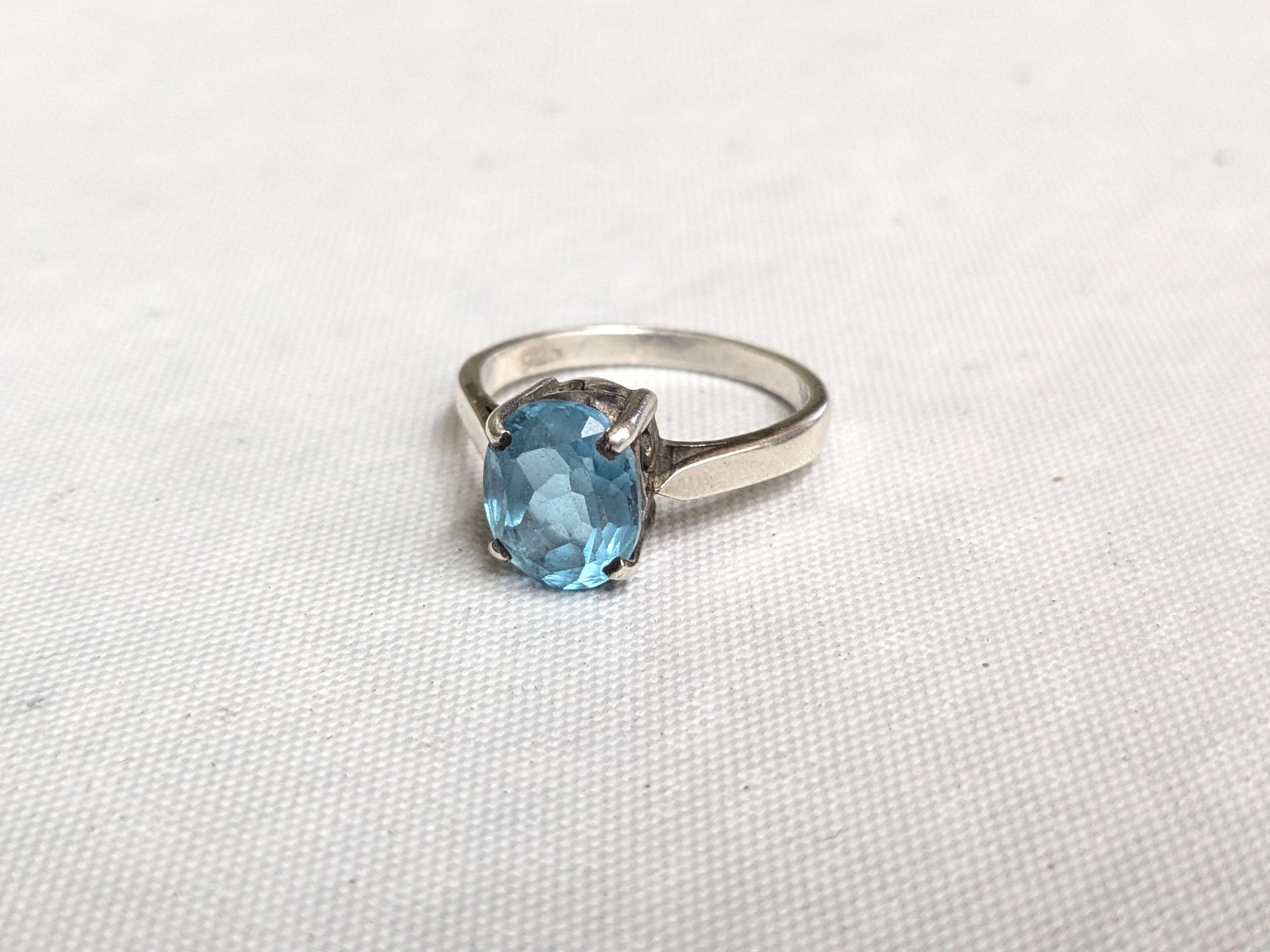 Jewelry Sterling Silver Ring Blue Topaz Size 7.5 Size ONE SIZE - 3 Thumbnail