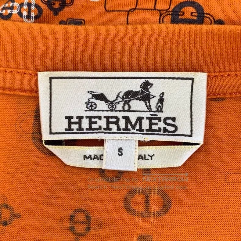 Hermes Hermes Orange Lock扣Printed Cotton Round Collar Short Sleev Size S / US 4 / IT 40 - 5 Thumbnail