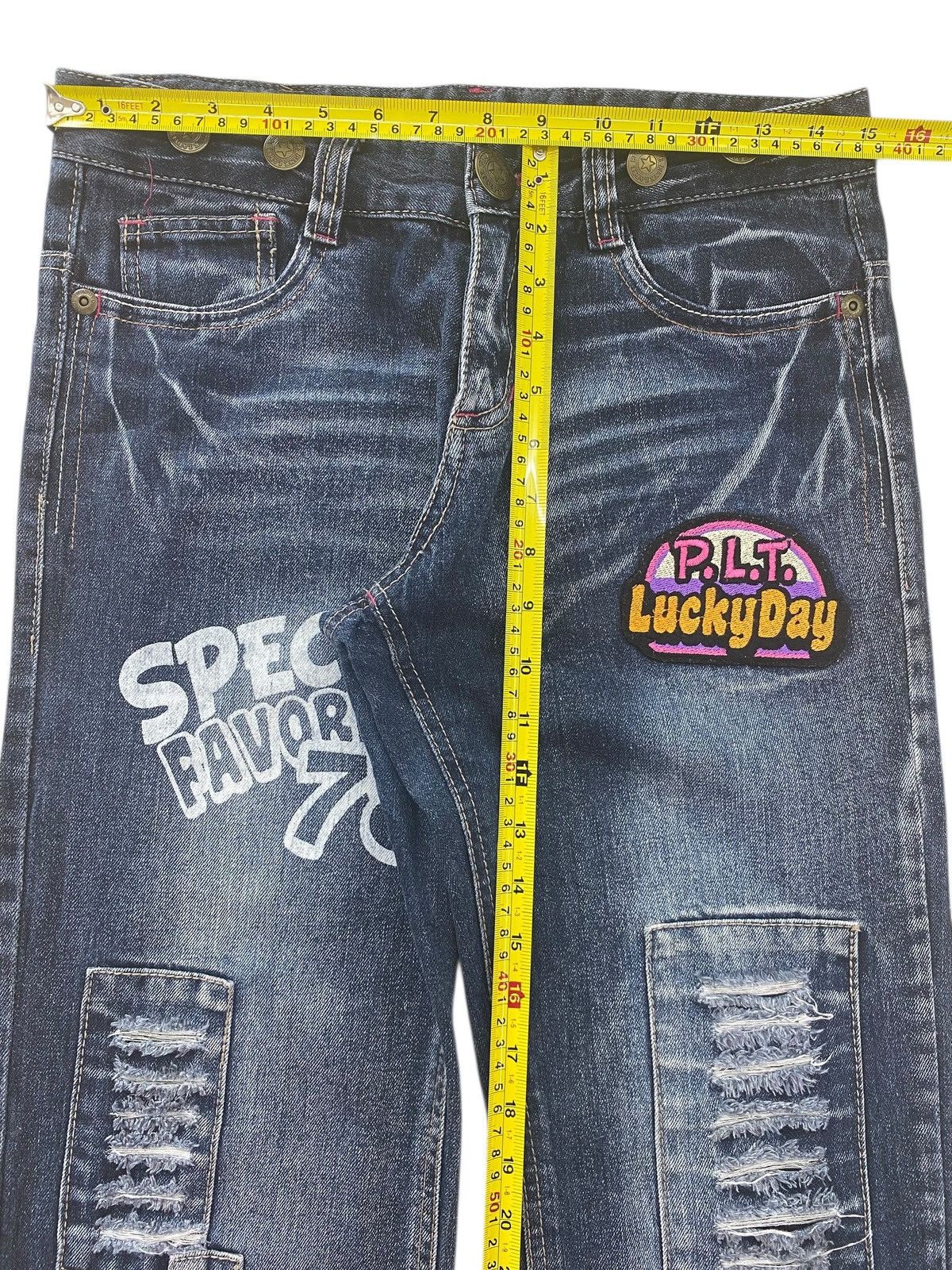 Japanese Brand Japanese Brand Blue Wash Patch Work Straight Leg Style Jeans Size US 30 / EU 46 - 6 Thumbnail