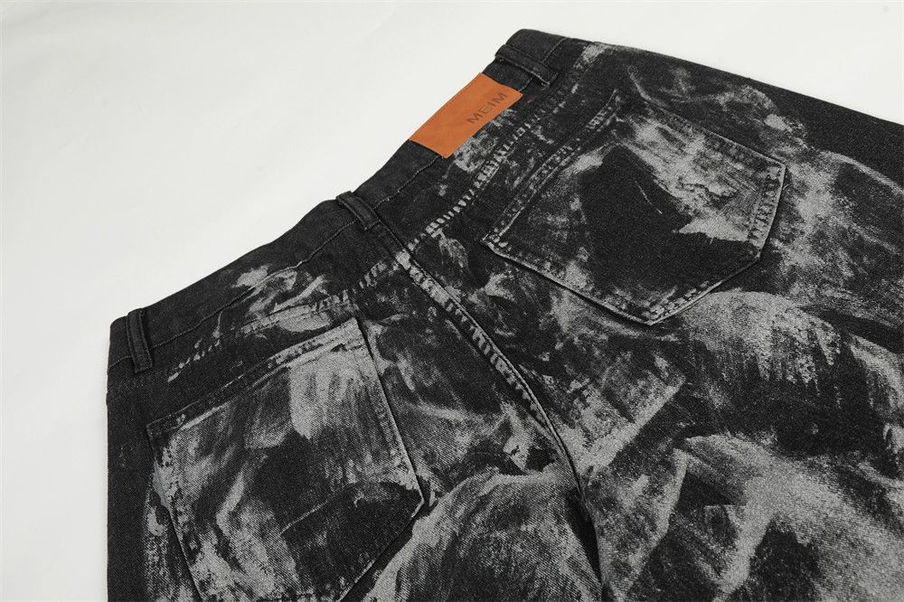 Vintage Punk men's loose wide-leg ink-splashed paint jeans Size US 32 / EU 48 - 5 Thumbnail